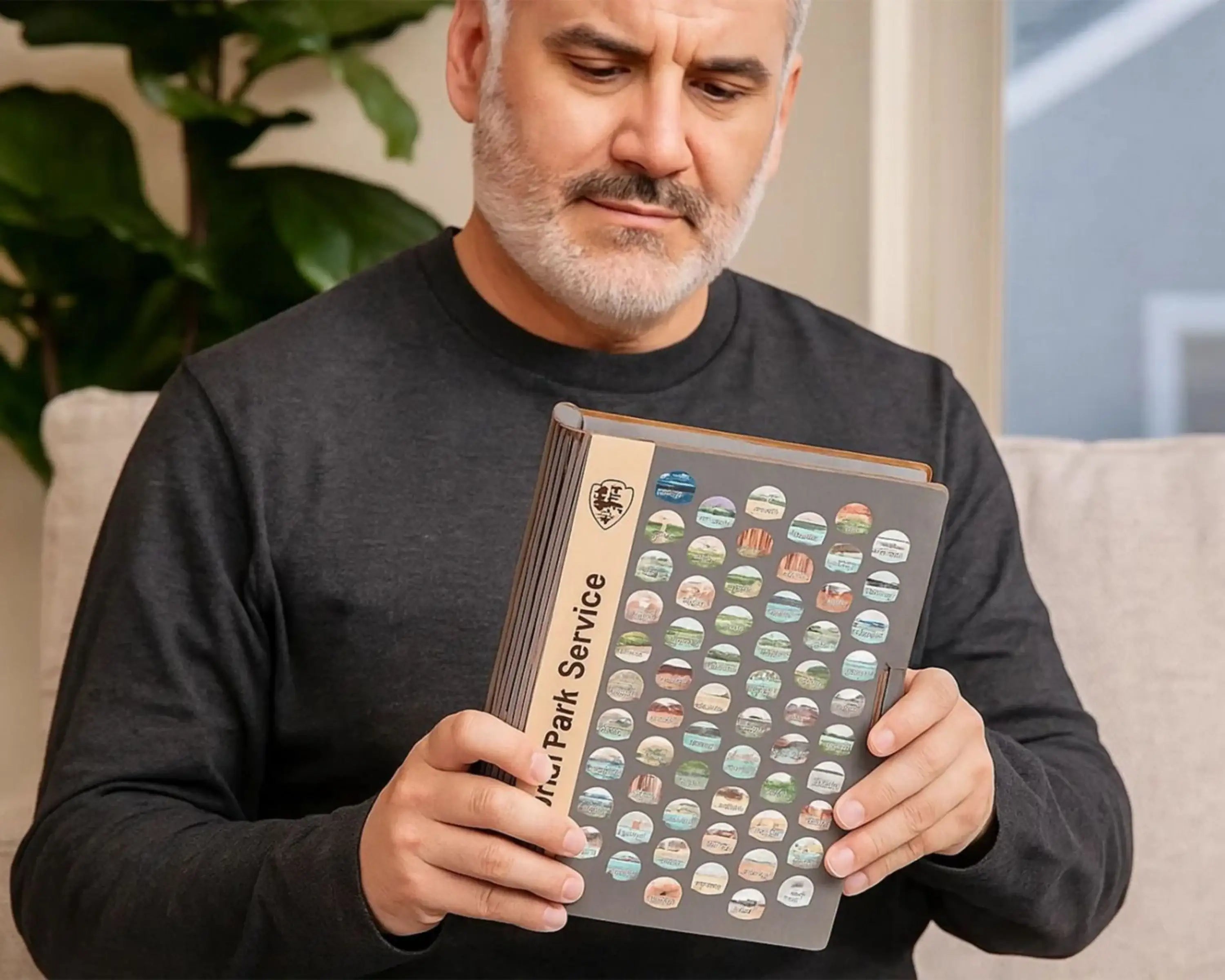 US National Park Map Organizer - Box Wooden Storage (Sign with park logo)