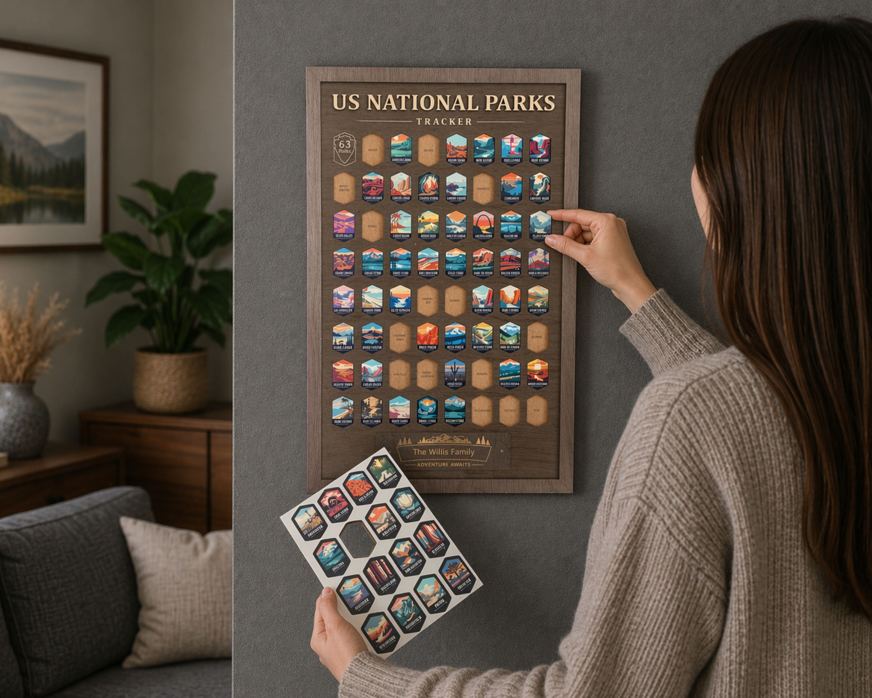 USA National Parks Travel Tracker - A Handcrafted Wooden Board to Track All 63 National Parks