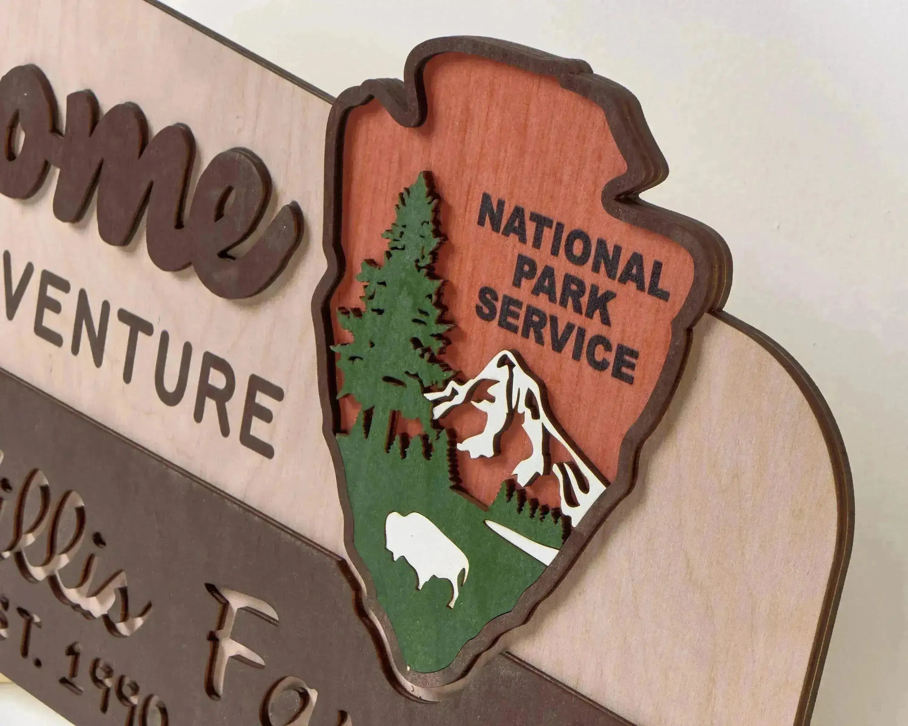 3D National Park Service Family Name Welcome Sign (Bison Design) - Lemap