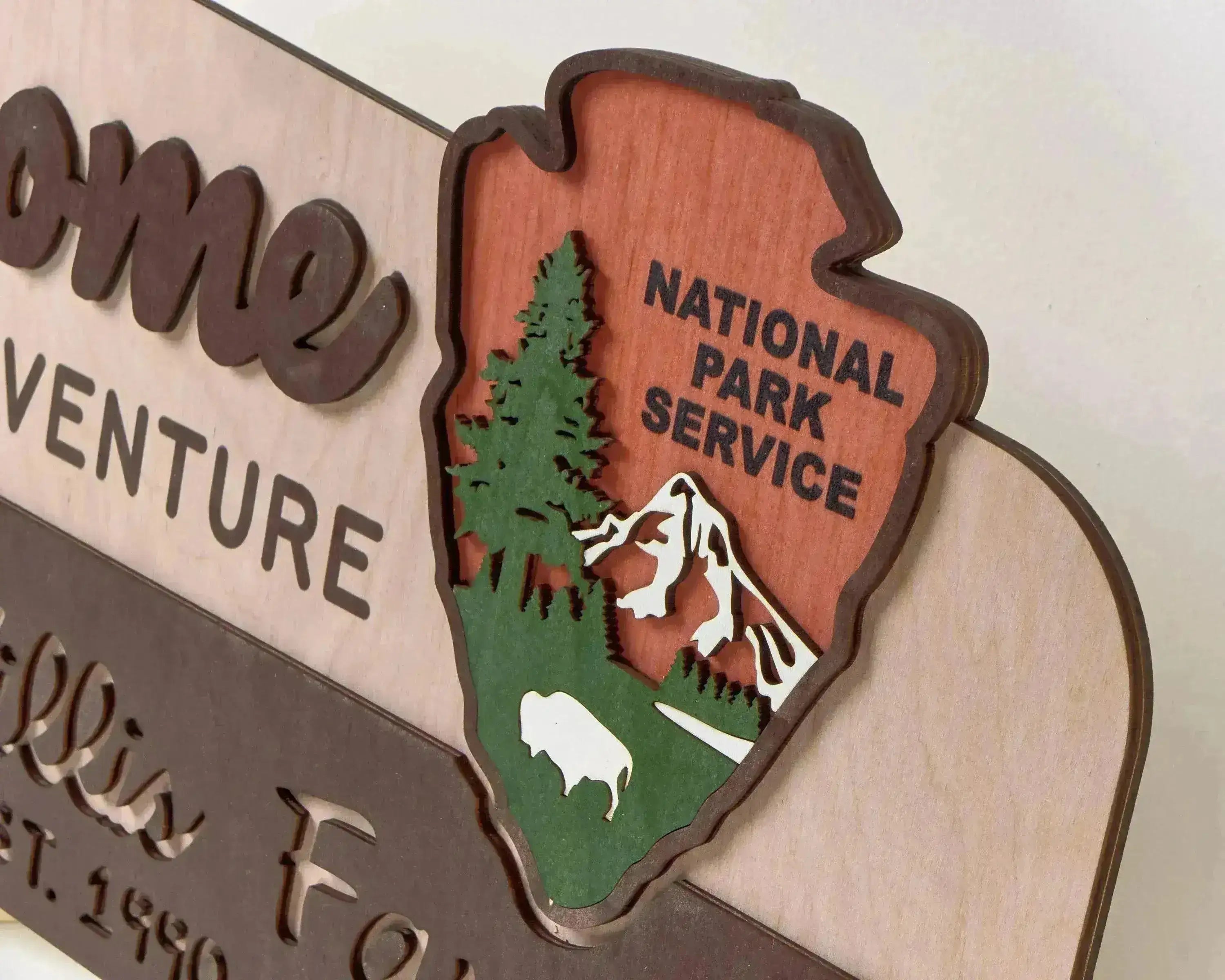 3D National Park Service Family Name Welcome Sign (Bison Design) - Lemap