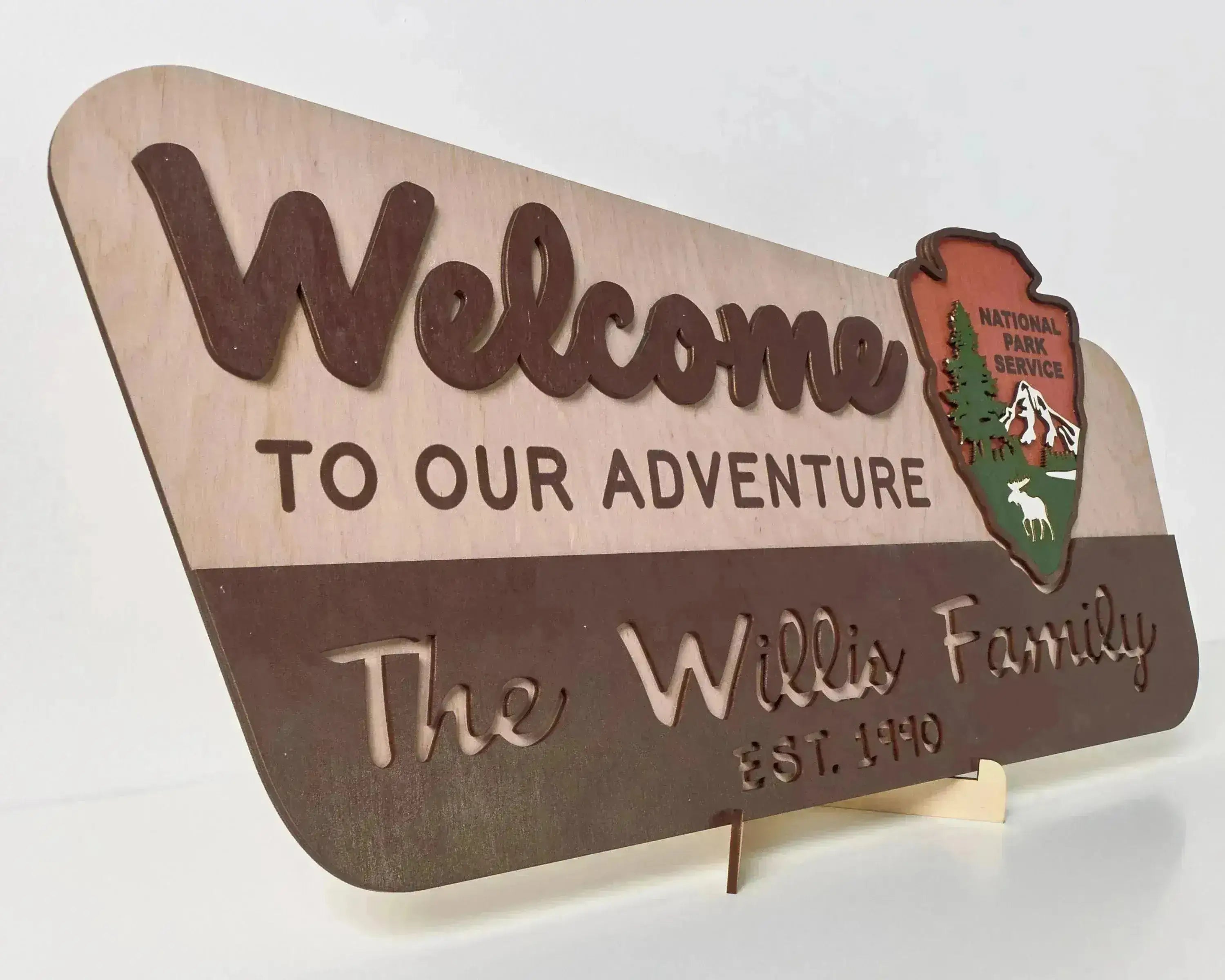 3D National Park Service Family Name Welcome Sign (Moose Design) - Lemap