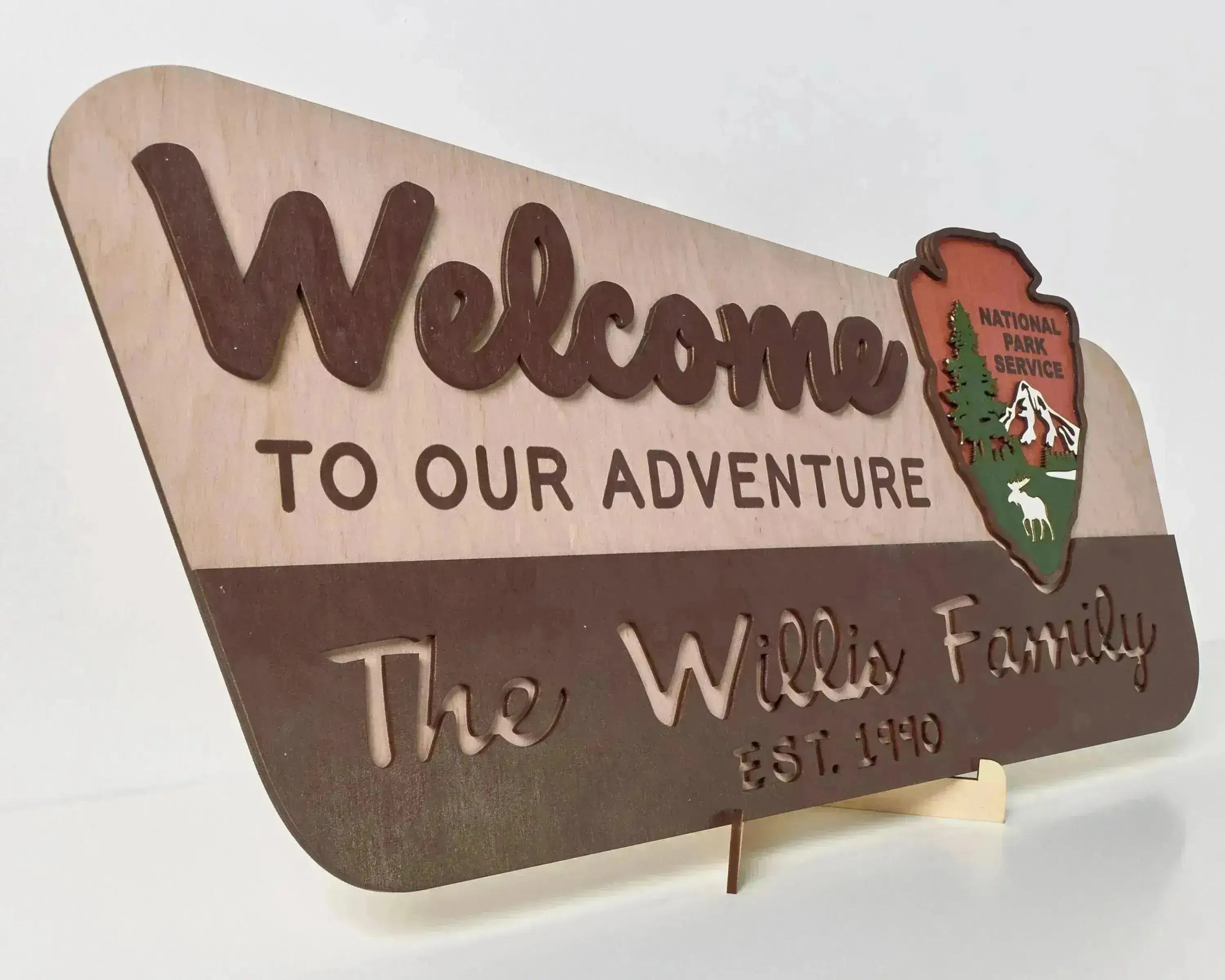 3D National Park Service Family Name Welcome Sign (Moose Design) - Lemap