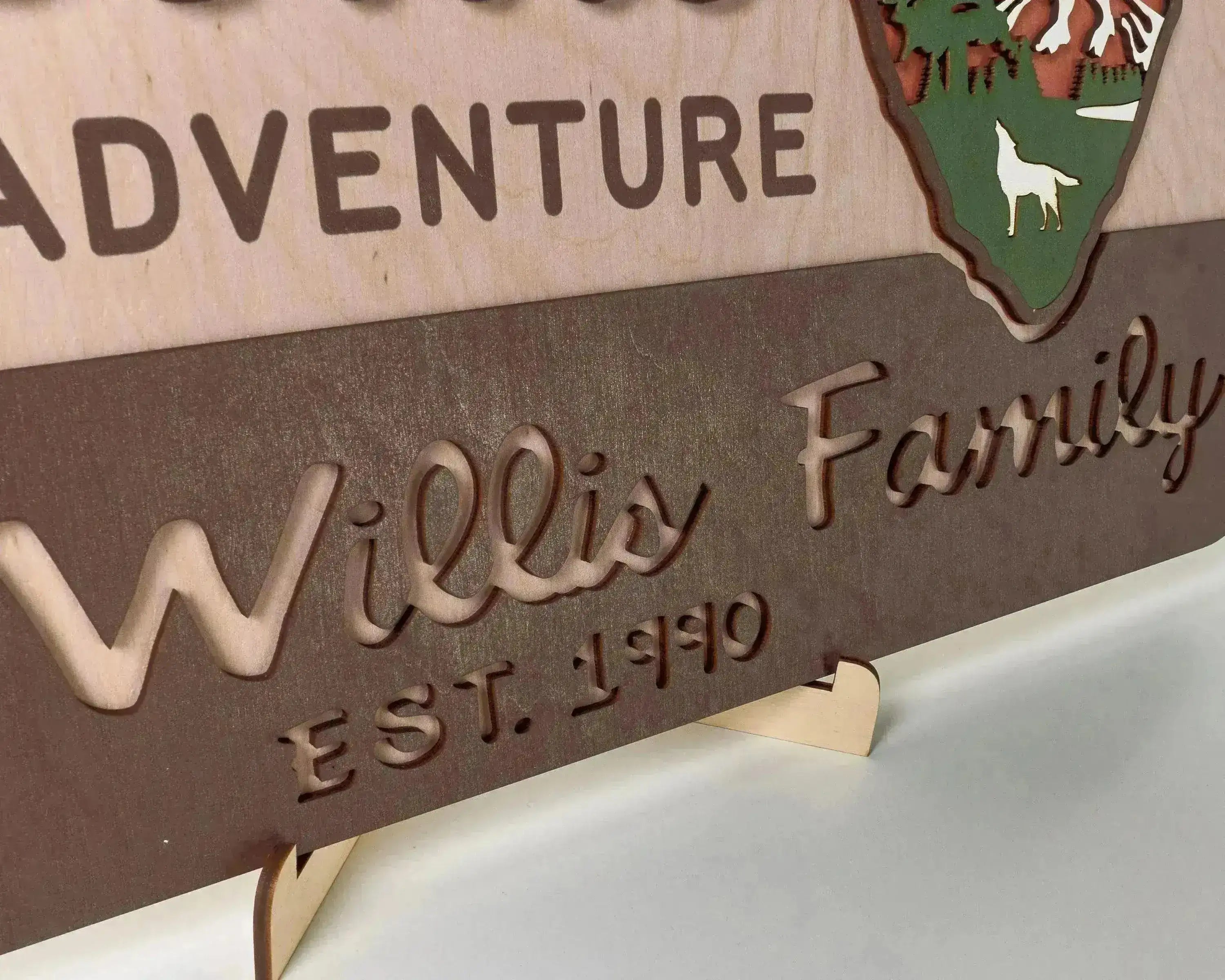 3D National Park Service Family Name Welcome Sign (Wolf Design) - Lemap