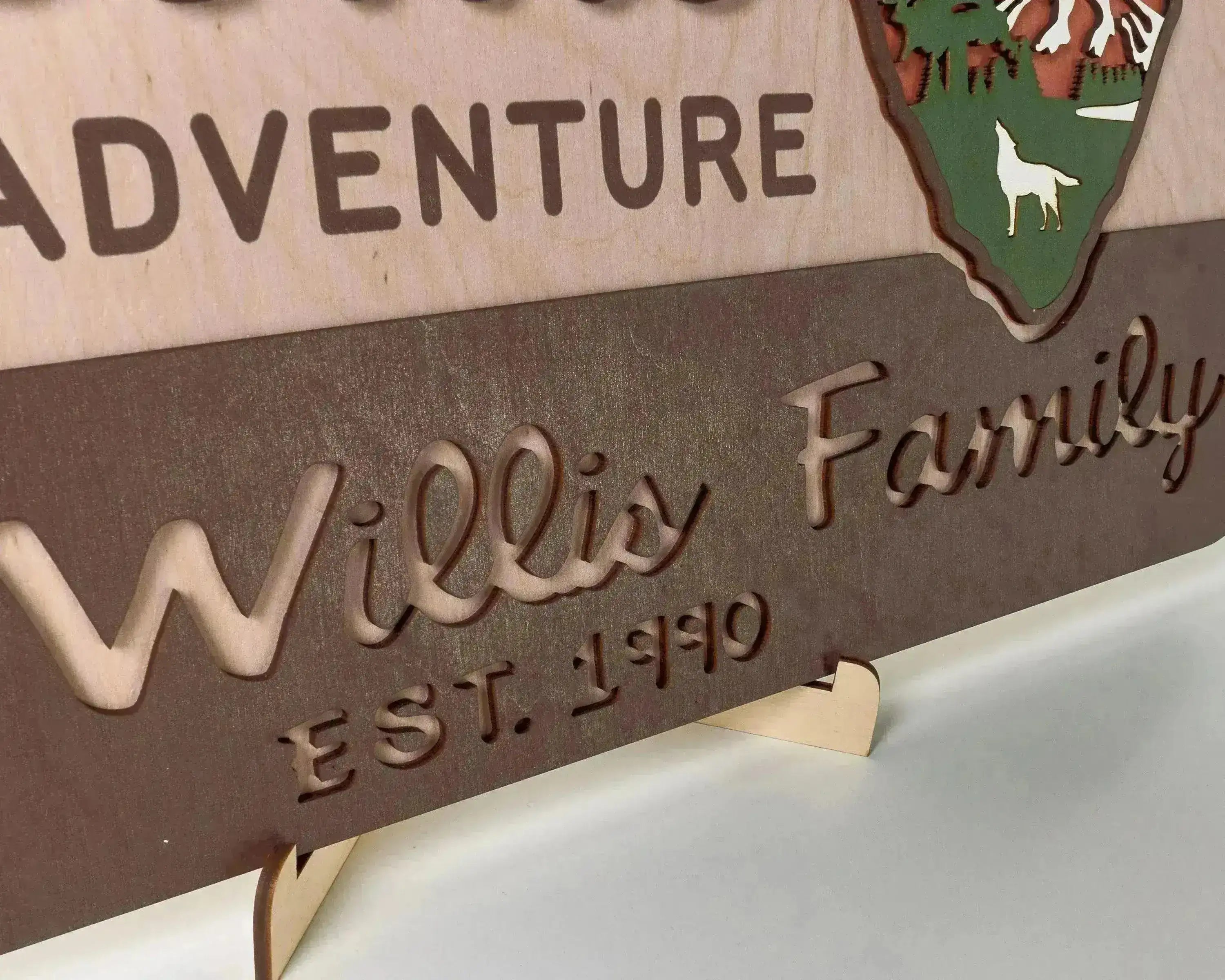 3D National Park Service Family Name Welcome Sign (Wolf Design) - Lemap