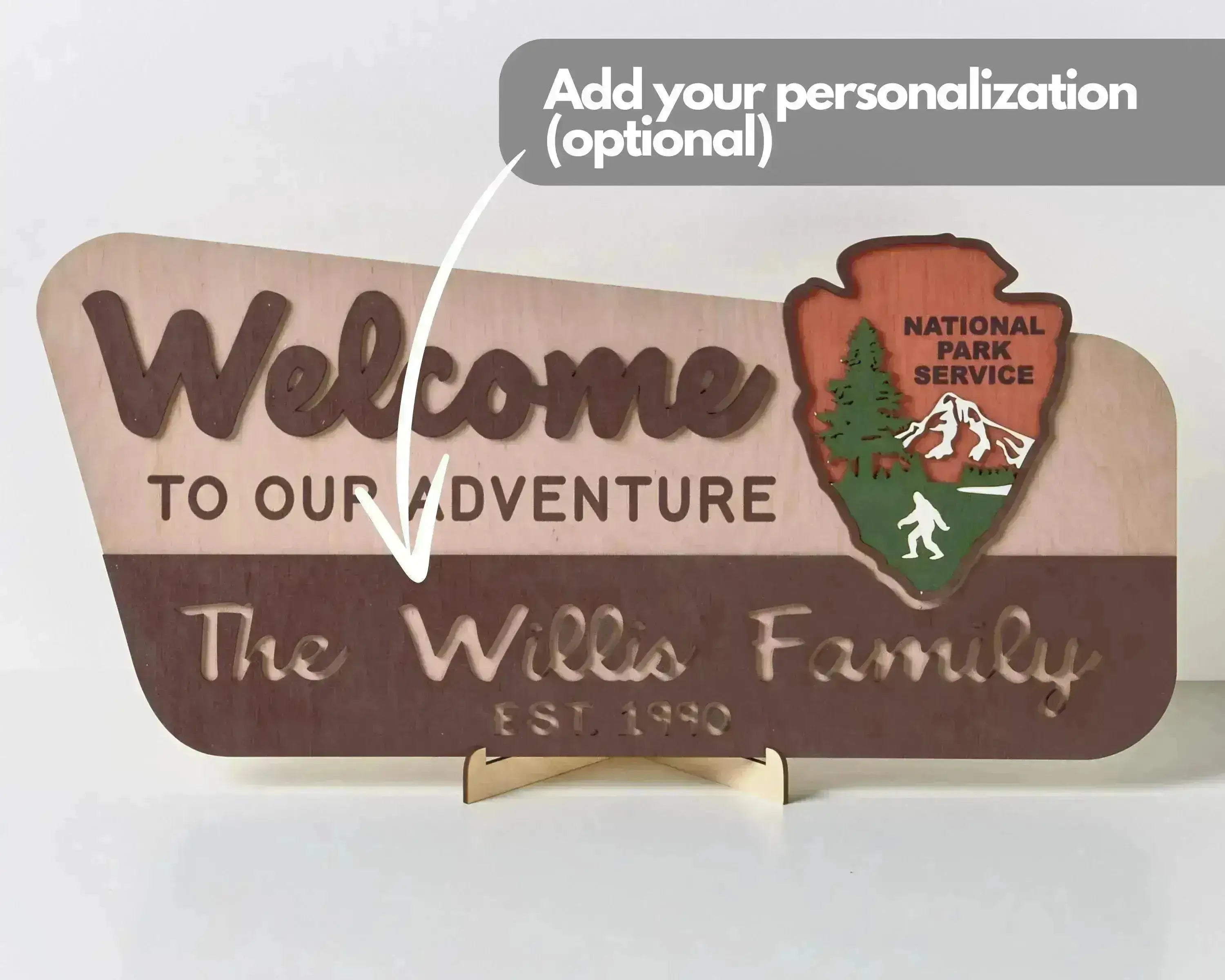 3D National Park Service Family Name Welcome Sign (Yeti Design) - Lemap
