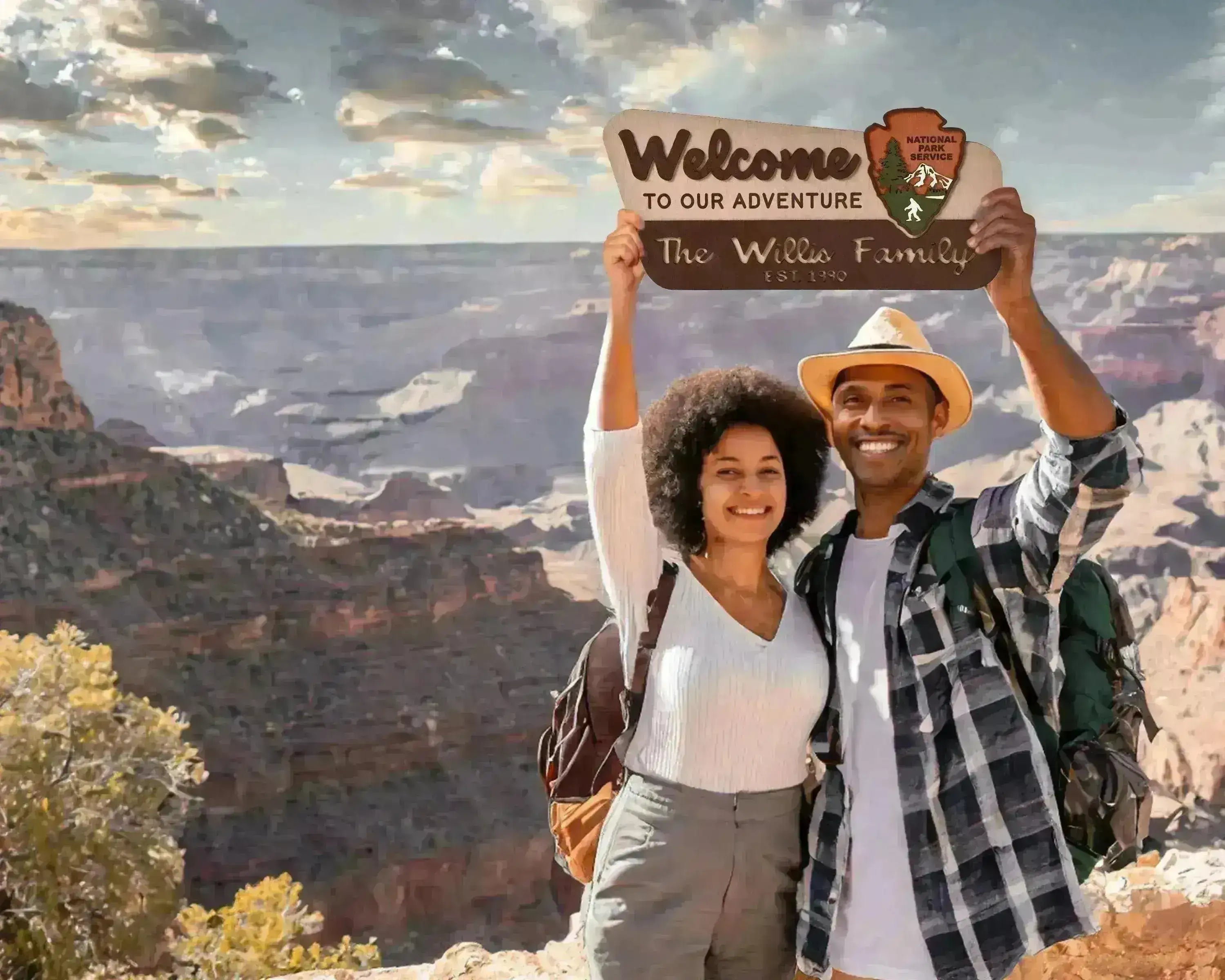 3D National Park Service Family Name Welcome Sign (Yeti Design) - Lemap