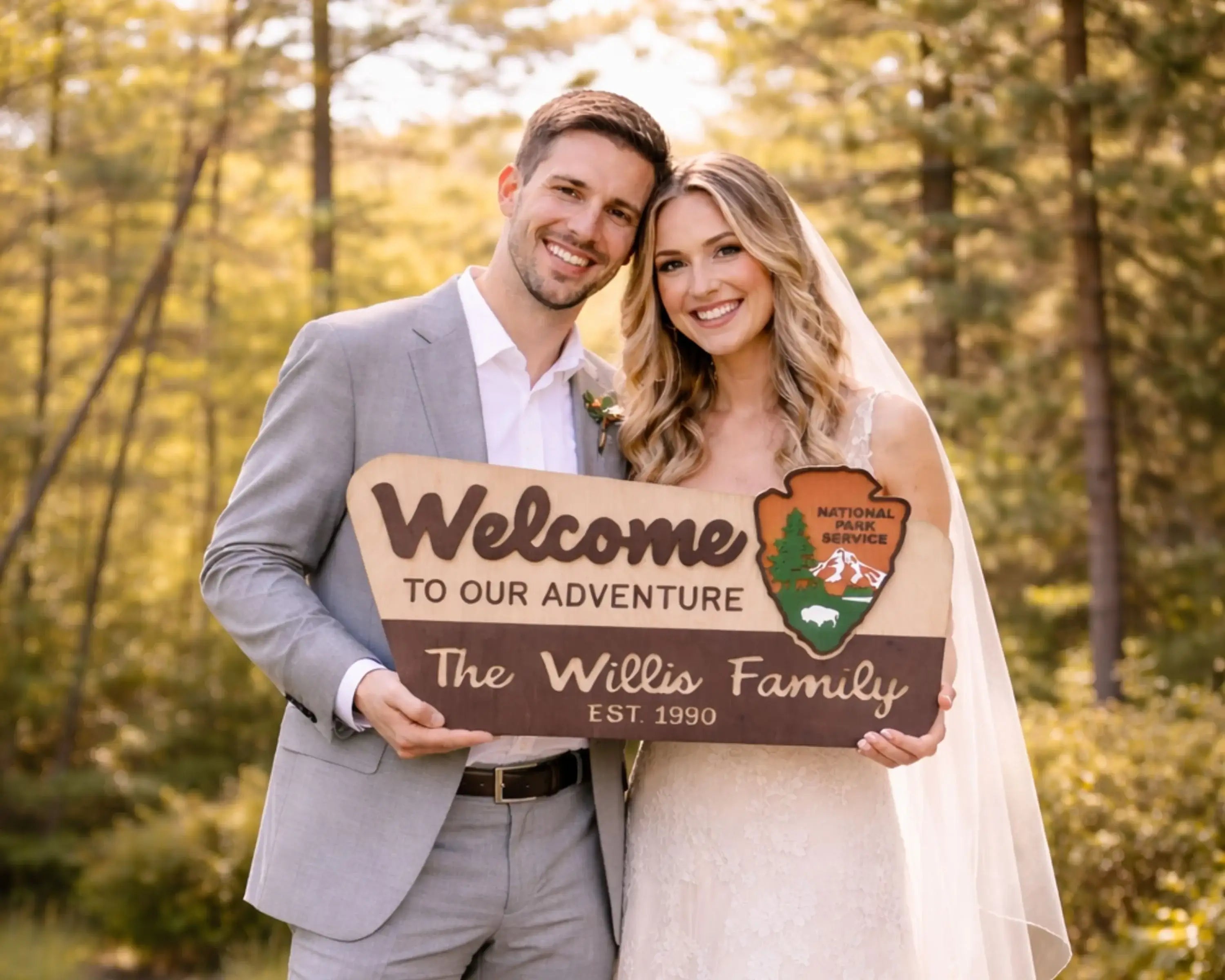 3D National Park Service Family Name Welcome Sign (Bison Design)