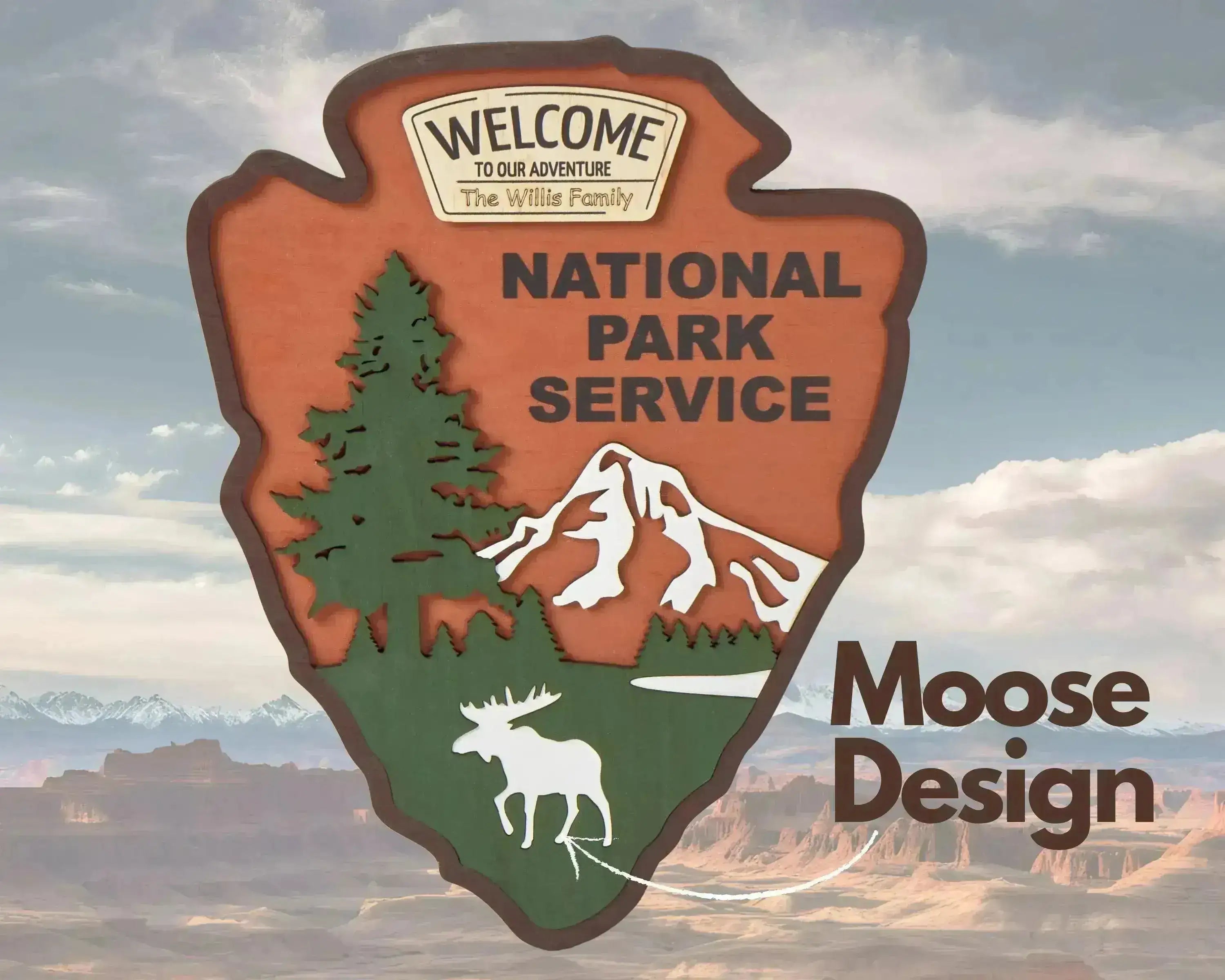 National Park Service LOGO Sign - Welcome EMBLEM (Moose Design)