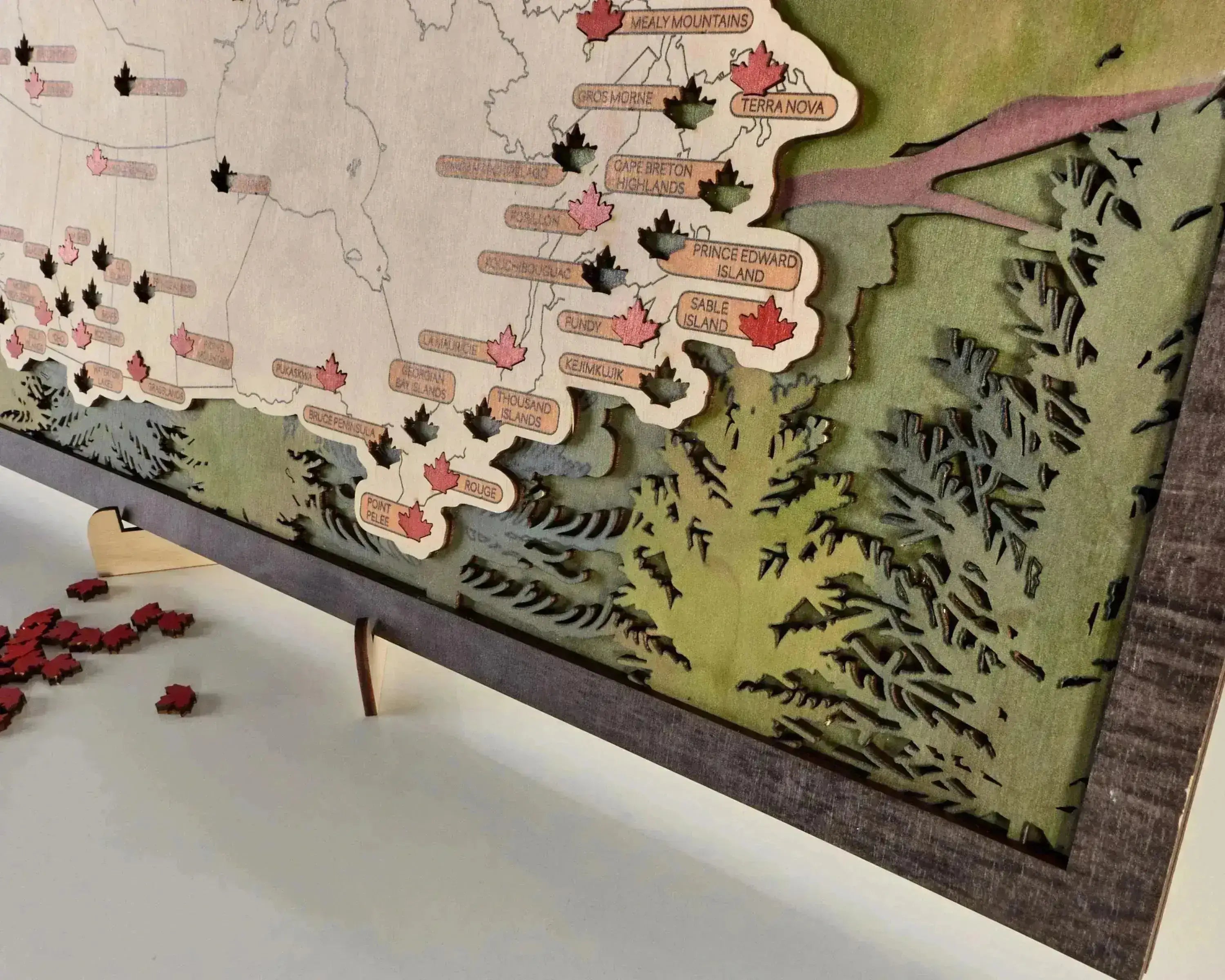 Canada 3D Wooden National Parks Travel Map To Record Park Visits (1 Design) - Lemap