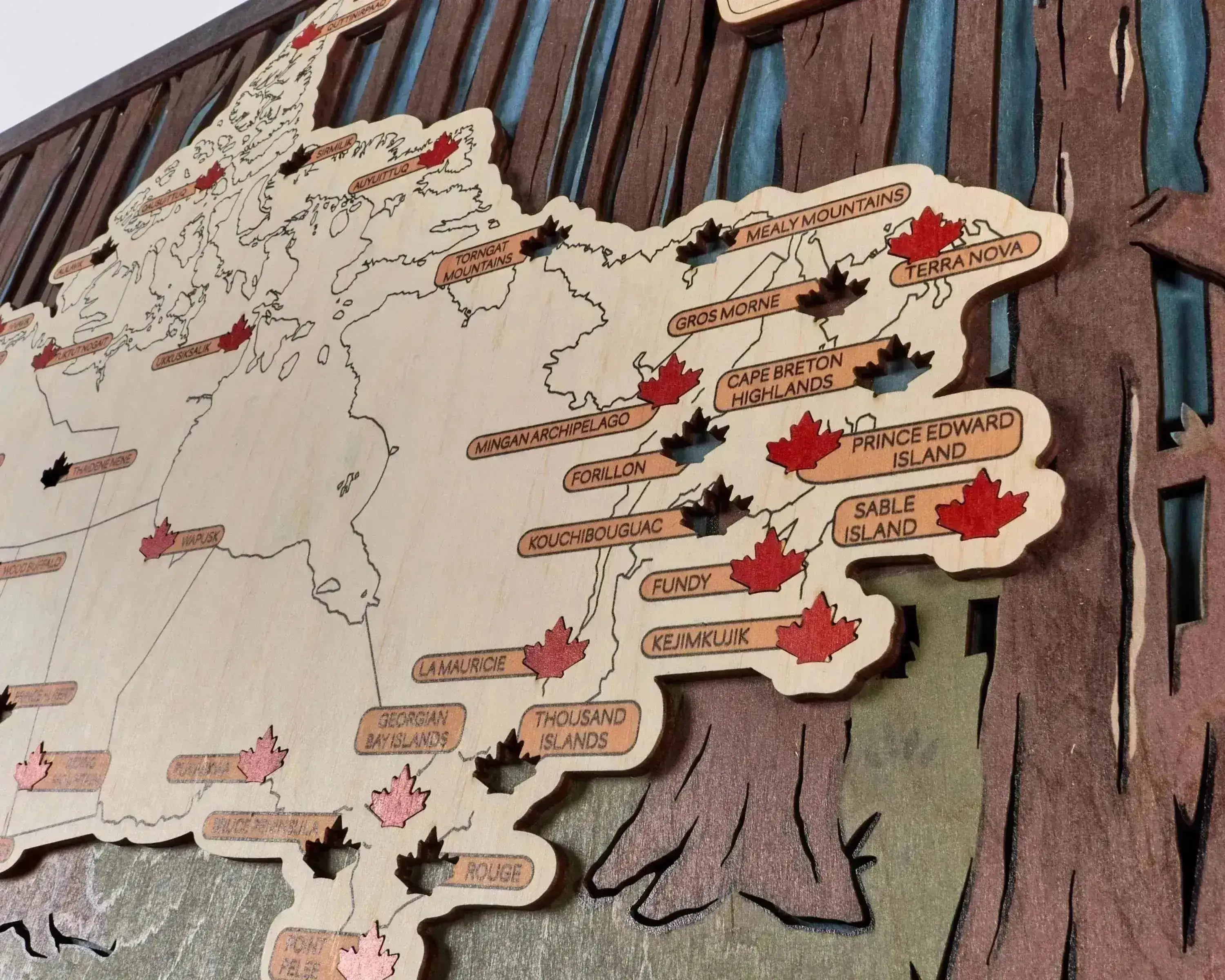 Canada 3D Wooden National Parks Travel Map To Record Park Visits (2 Design) - Lemap
