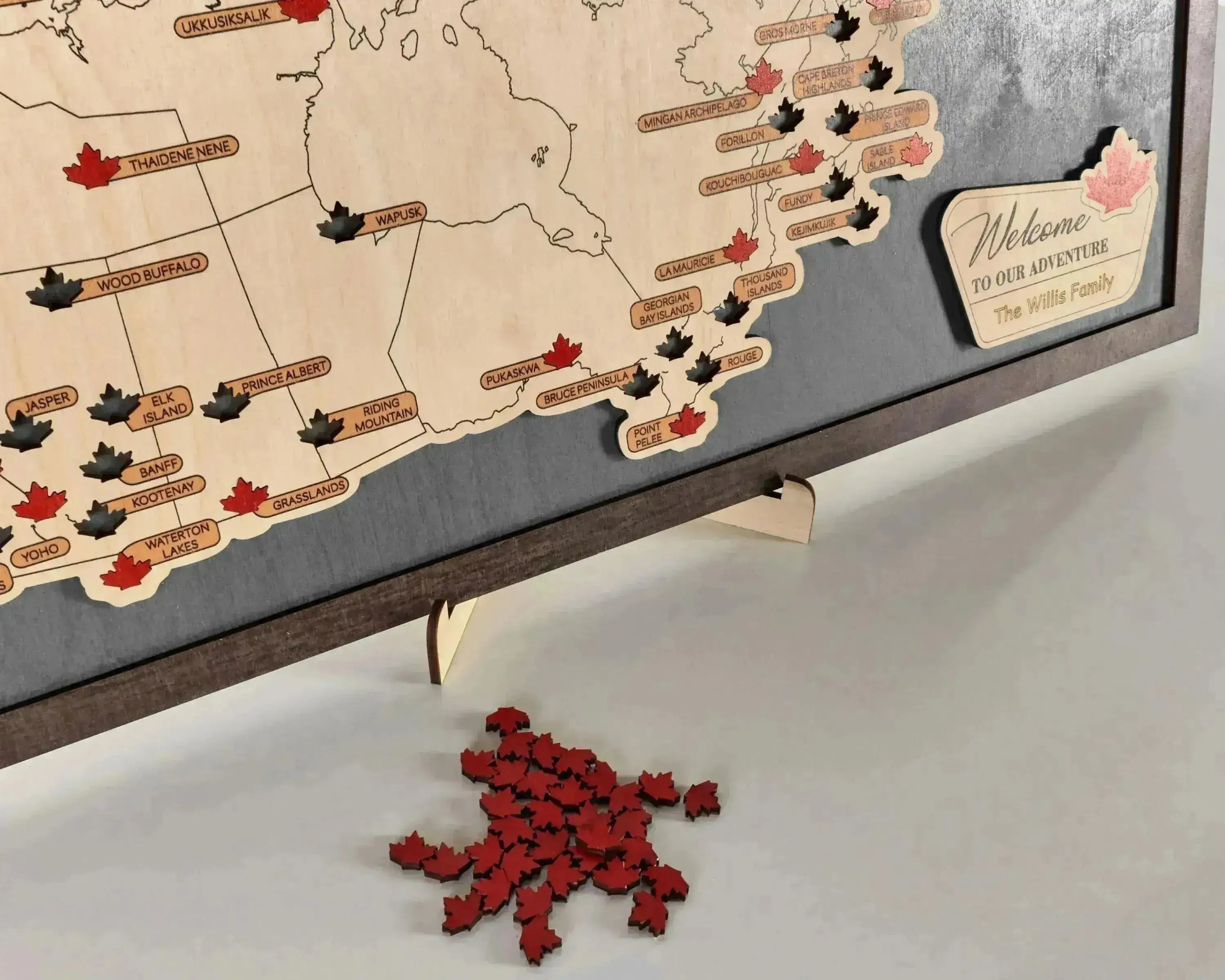 Canada 3D Wooden National Parks Travel Map To Record Park Visits (Light Grey) - Lemap