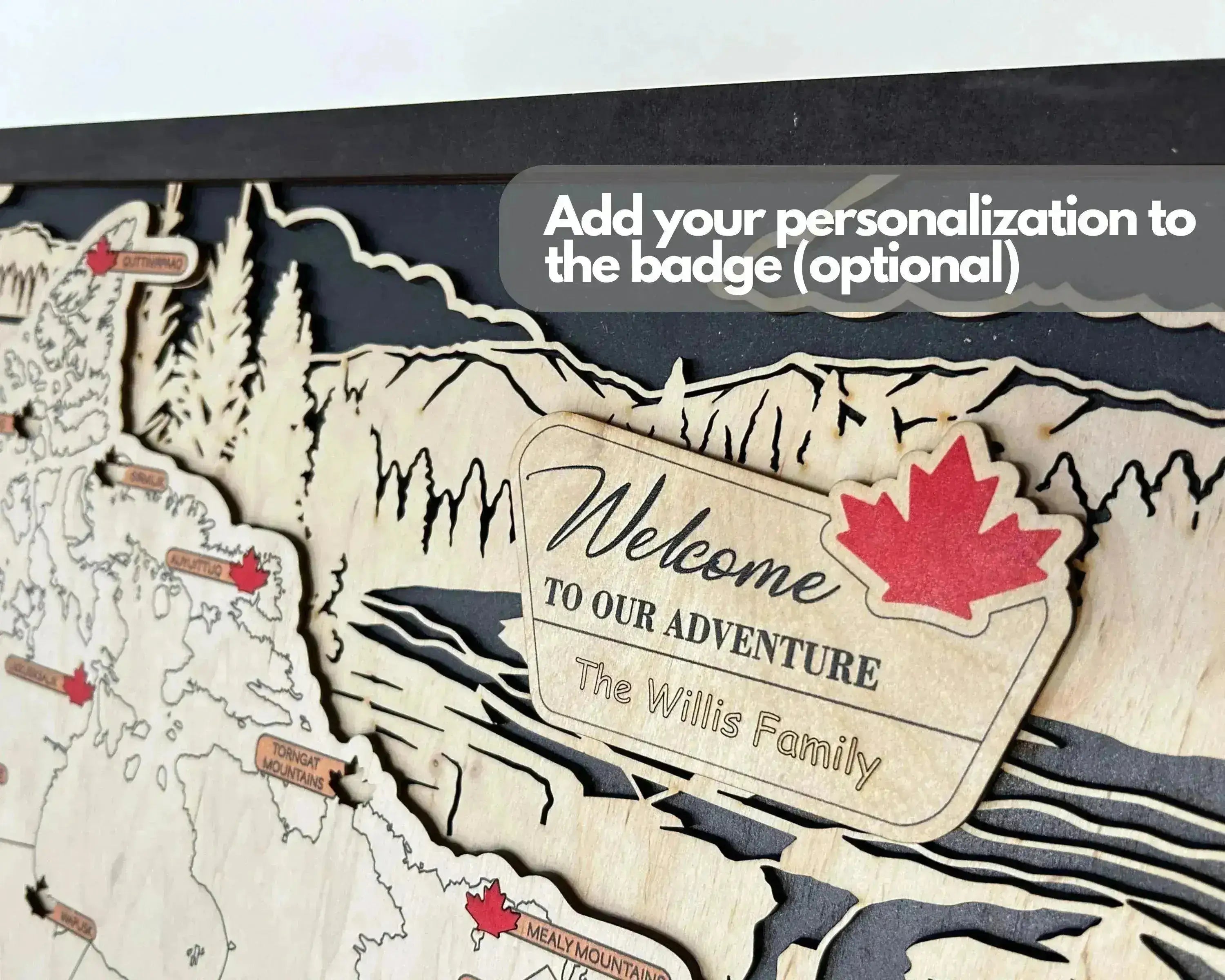 Canada 3D Wooden National Parks Travel Map To Record Park Visits (Wood Texture) - Lemap
