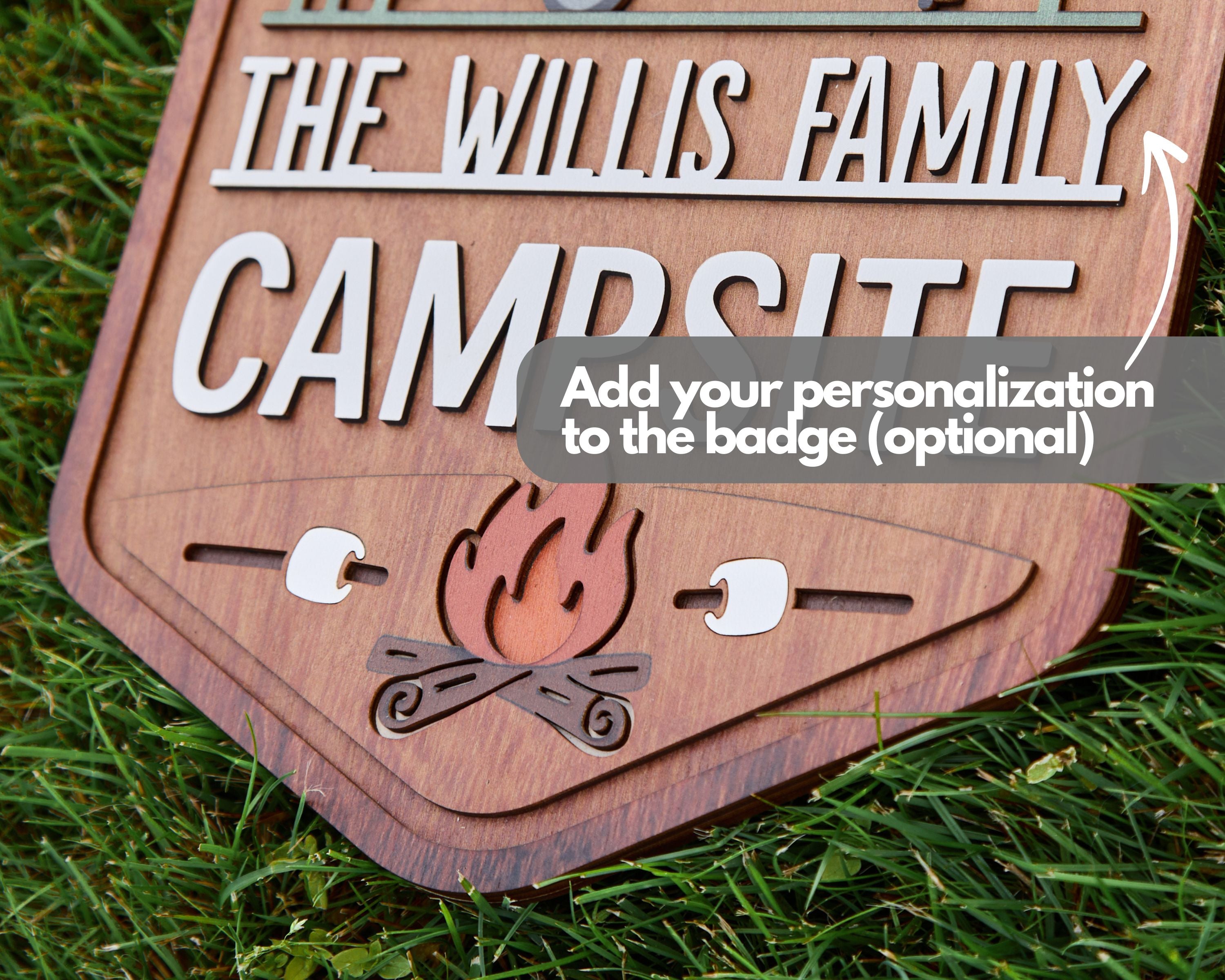 Personalized Welcome To Our Campsite Sign - Camping Flag | Custom Family Name Camper Decoration (Tent)