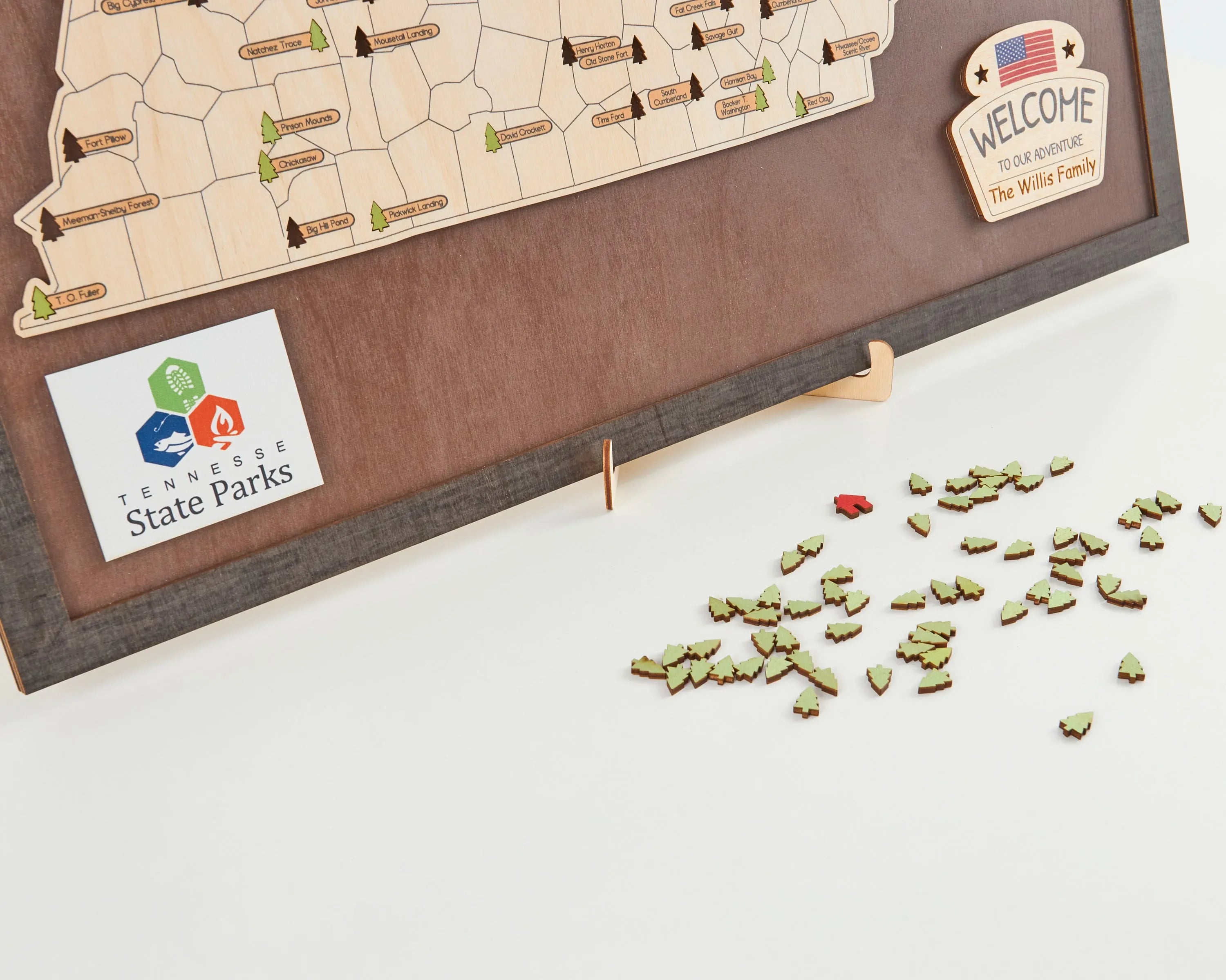 US Wooden Tennessee State Parks Map With Trees To Record Park Visits (Coffee)