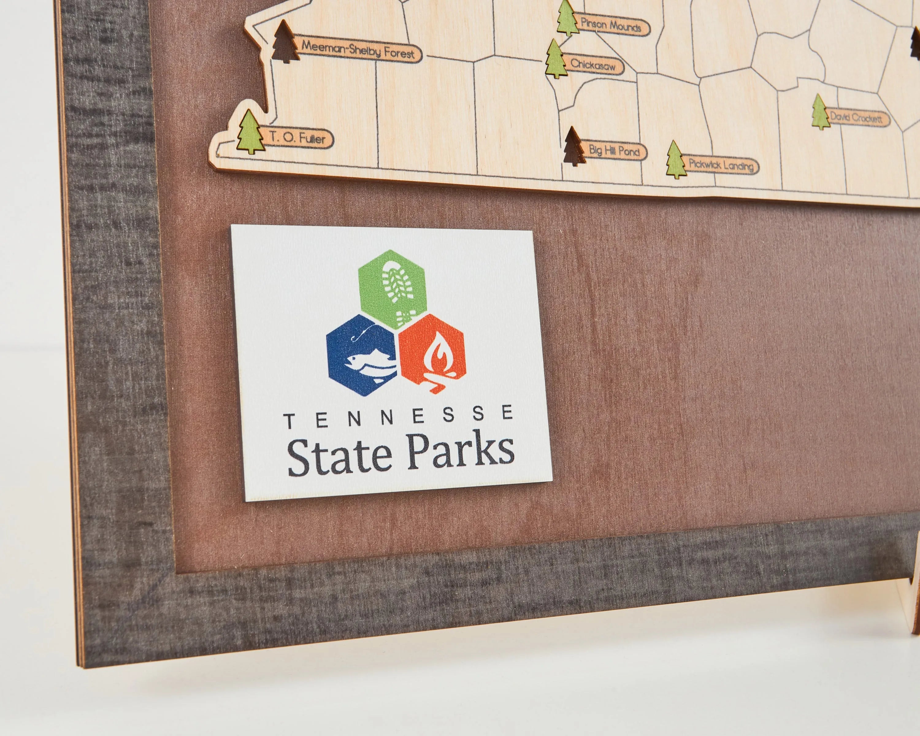 US Wooden Tennessee State Parks Map With Trees To Record Park Visits (Coffee)