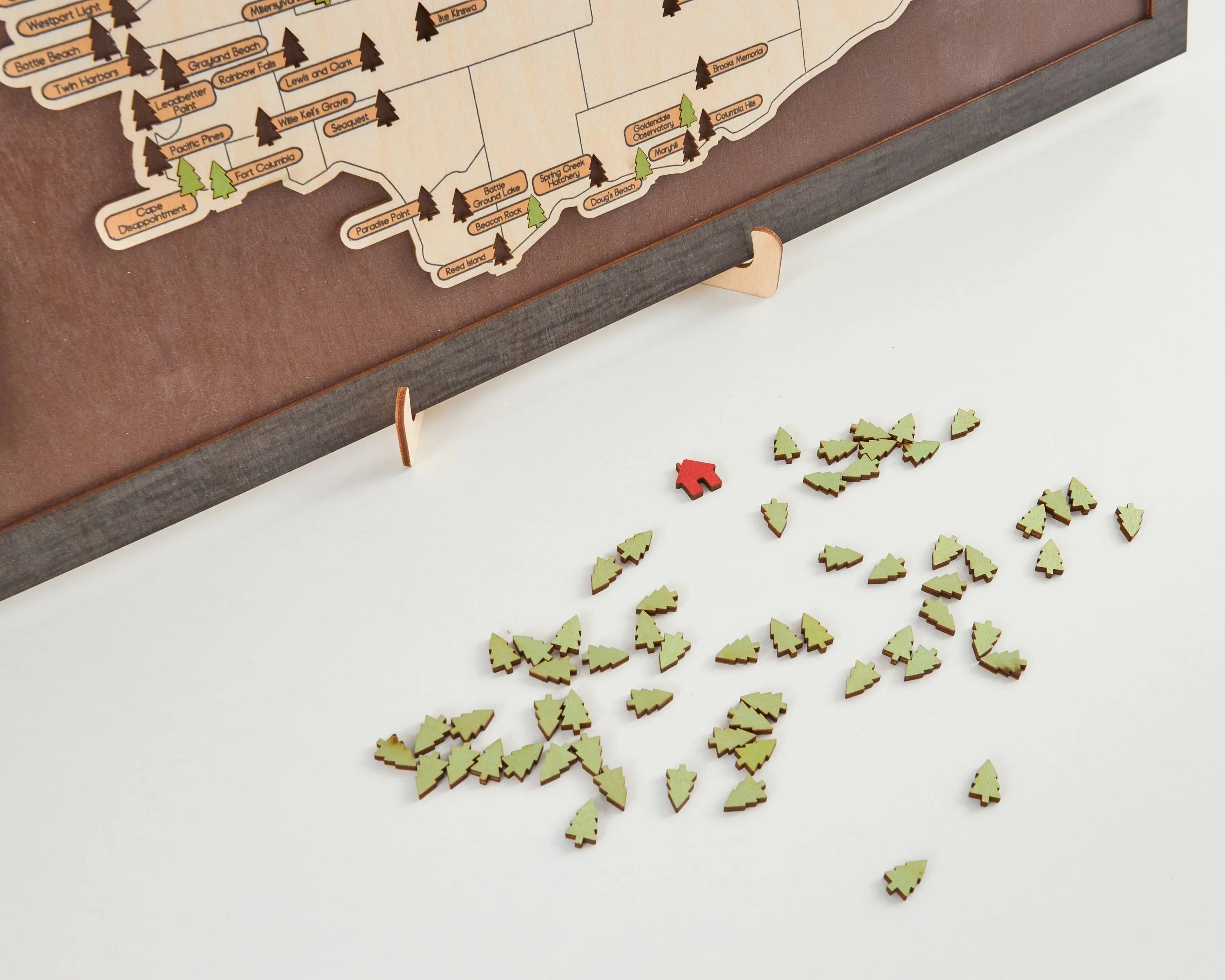 US Wooden Washington State Parks Map With Trees To Record Park Visits (Coffee)