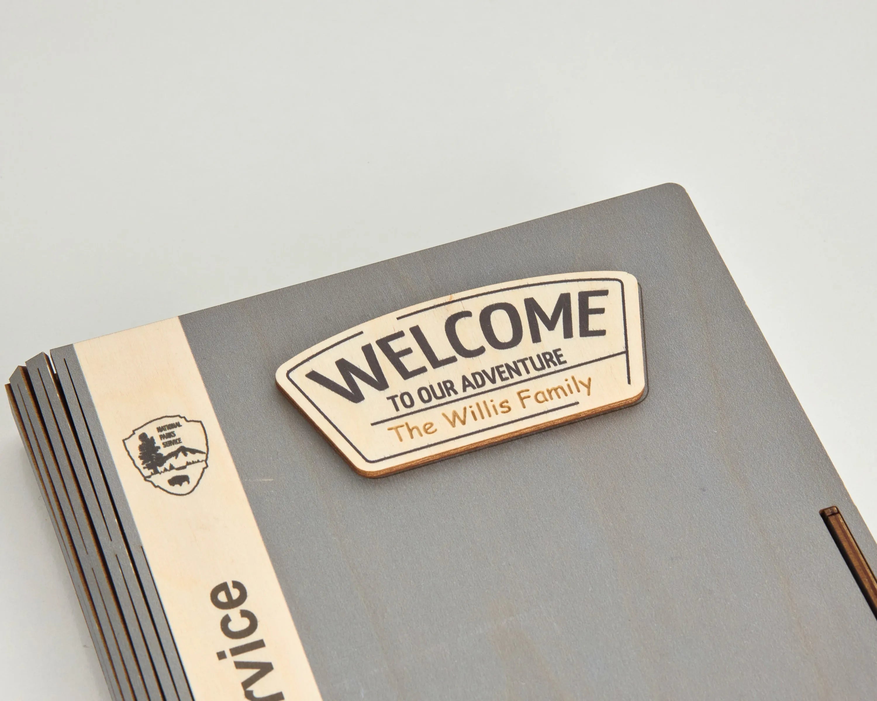 US National Park Map Organizer Travel Box Wooden Storage (Sign with Bison)