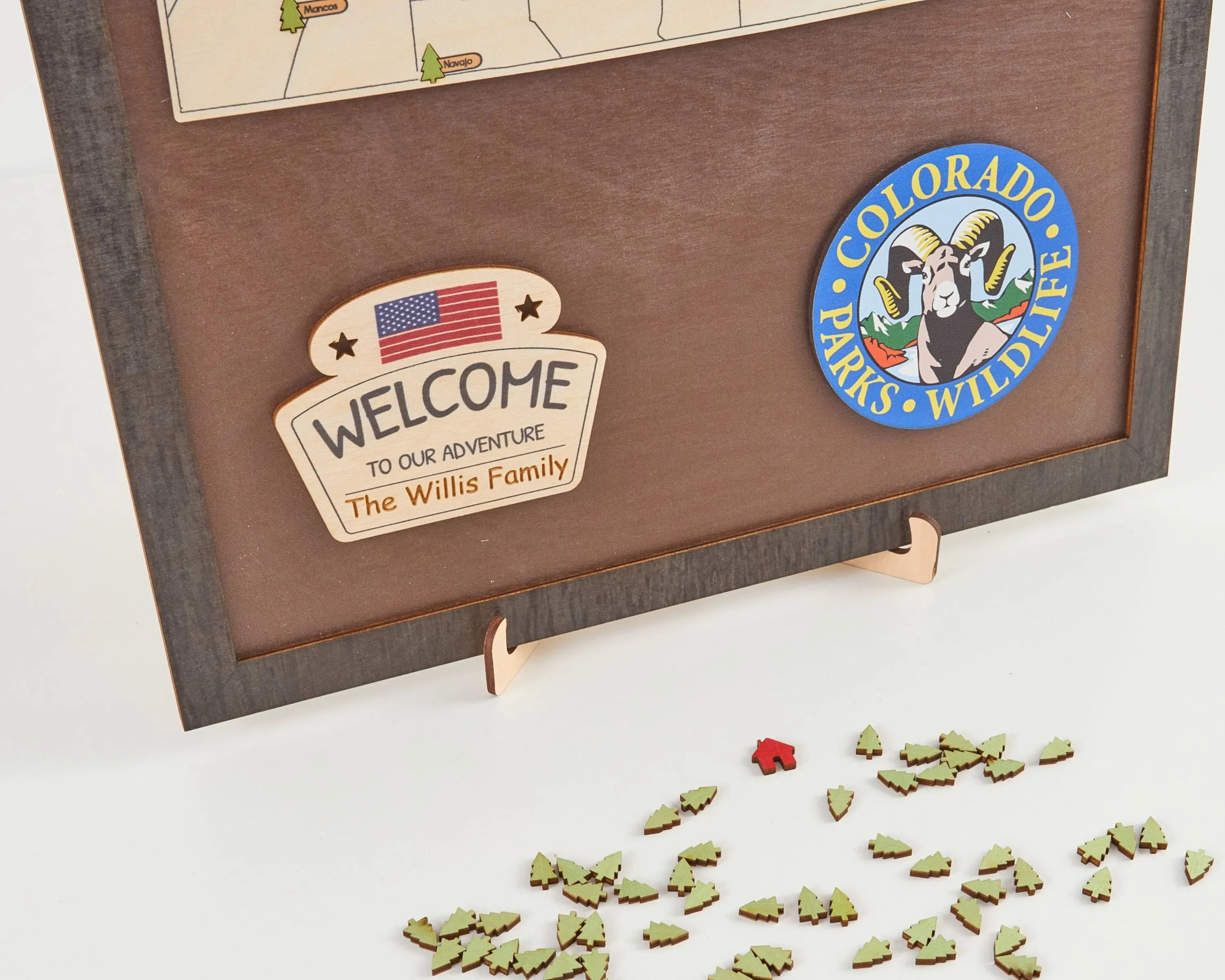 US Wooden Colorado State Parks Map With Trees To Record Park Visits (Coffee)