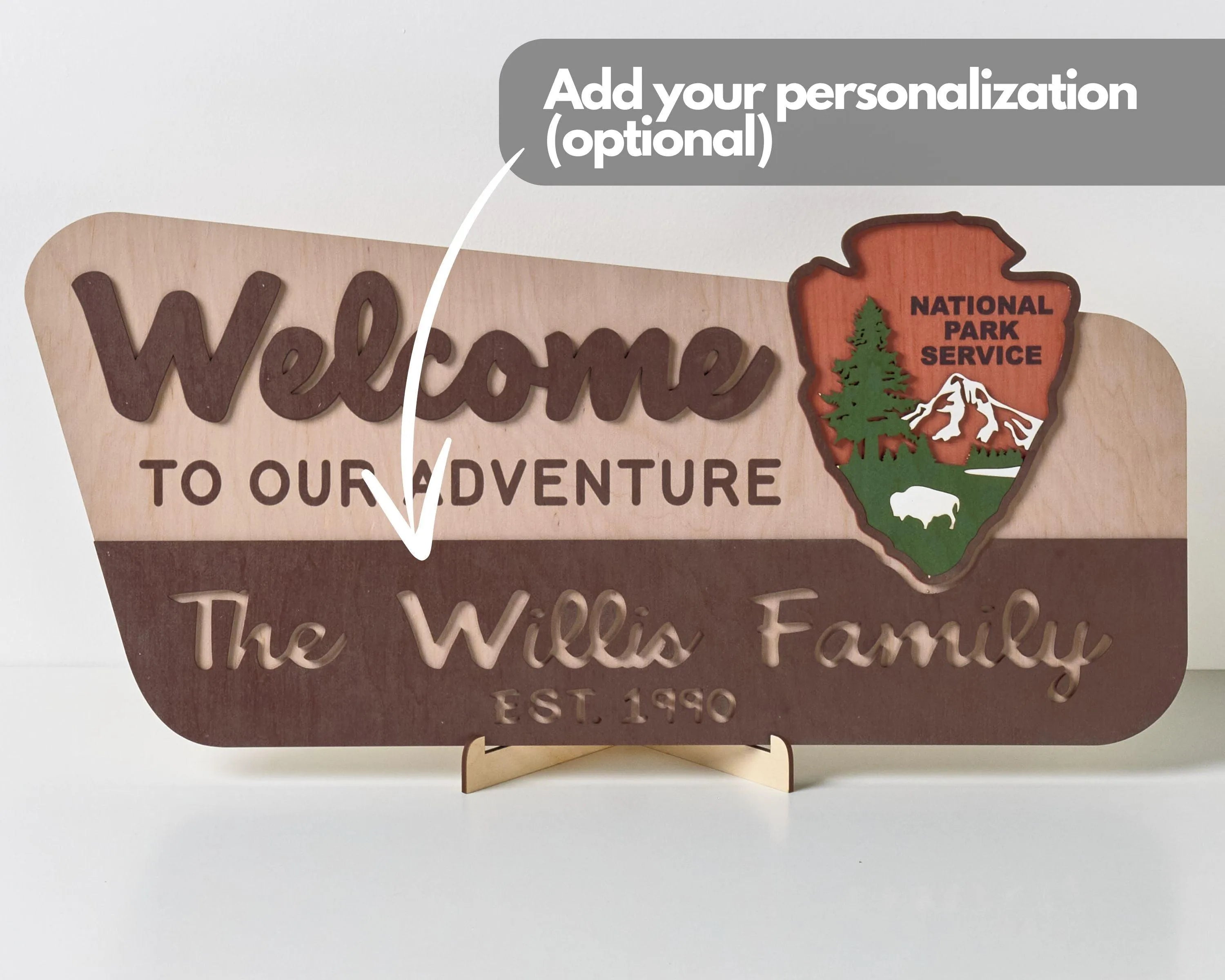 3D National Park Service Family Name Welcome Sign (Bison Design) - Lemap