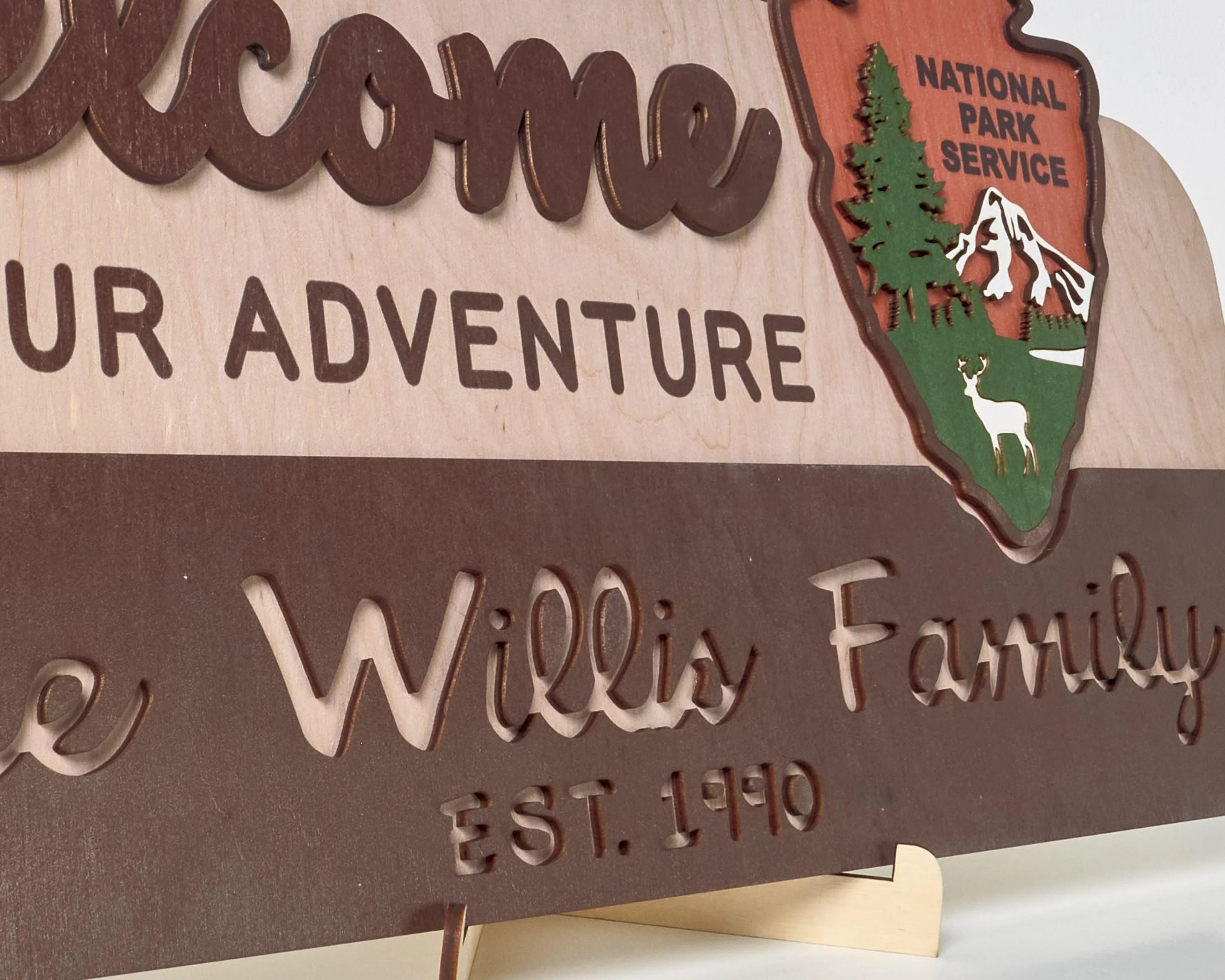 3D National Park Service Family Name Welcome Sign (Deer Design) - Lemap