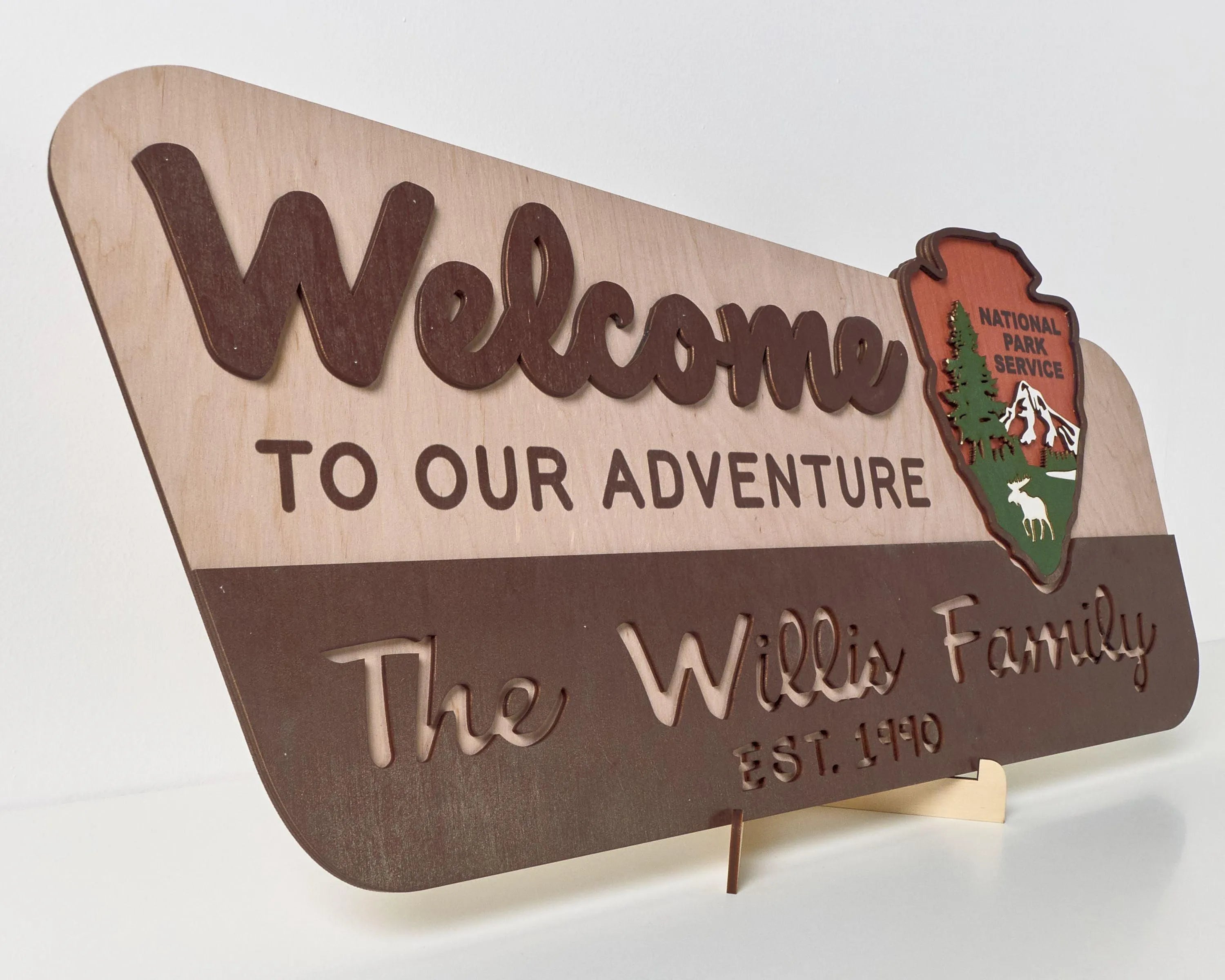 3D National Park Service Family Name Welcome Sign (Moose Design) - Lemap