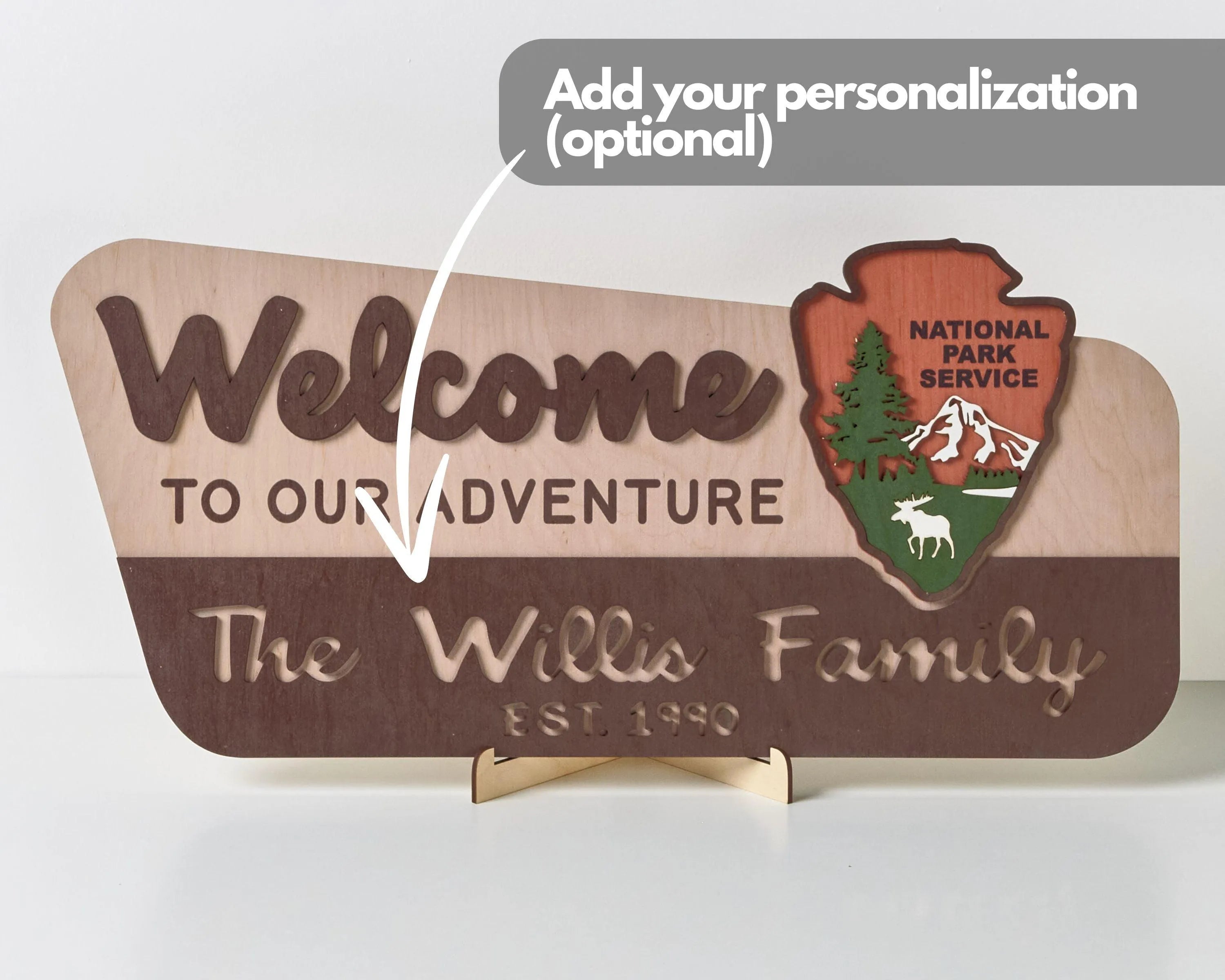 3D National Park Service Family Name Welcome Sign (Moose Design) - Lemap