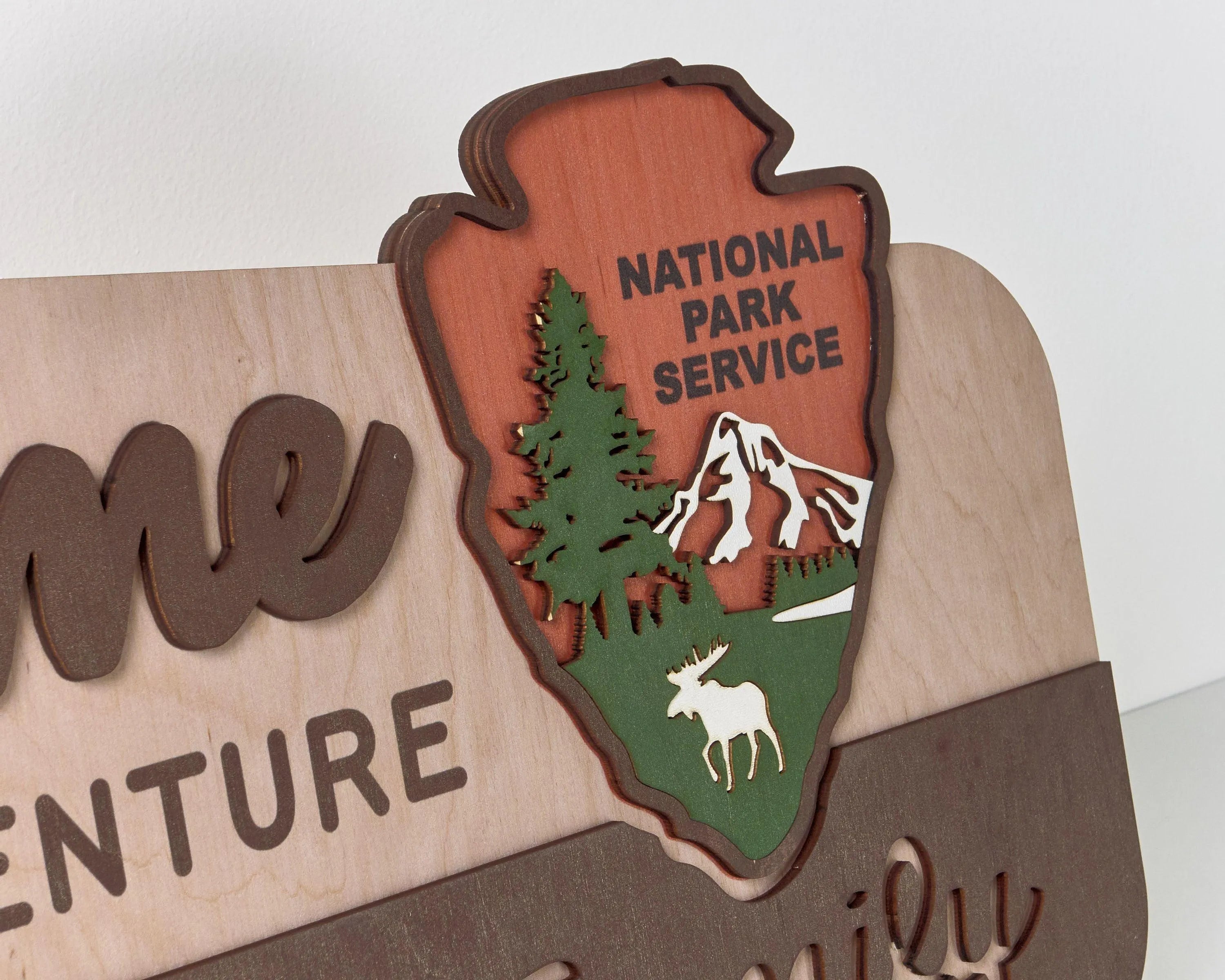 3D National Park Service Family Name Welcome Sign (Moose Design) - Lemap