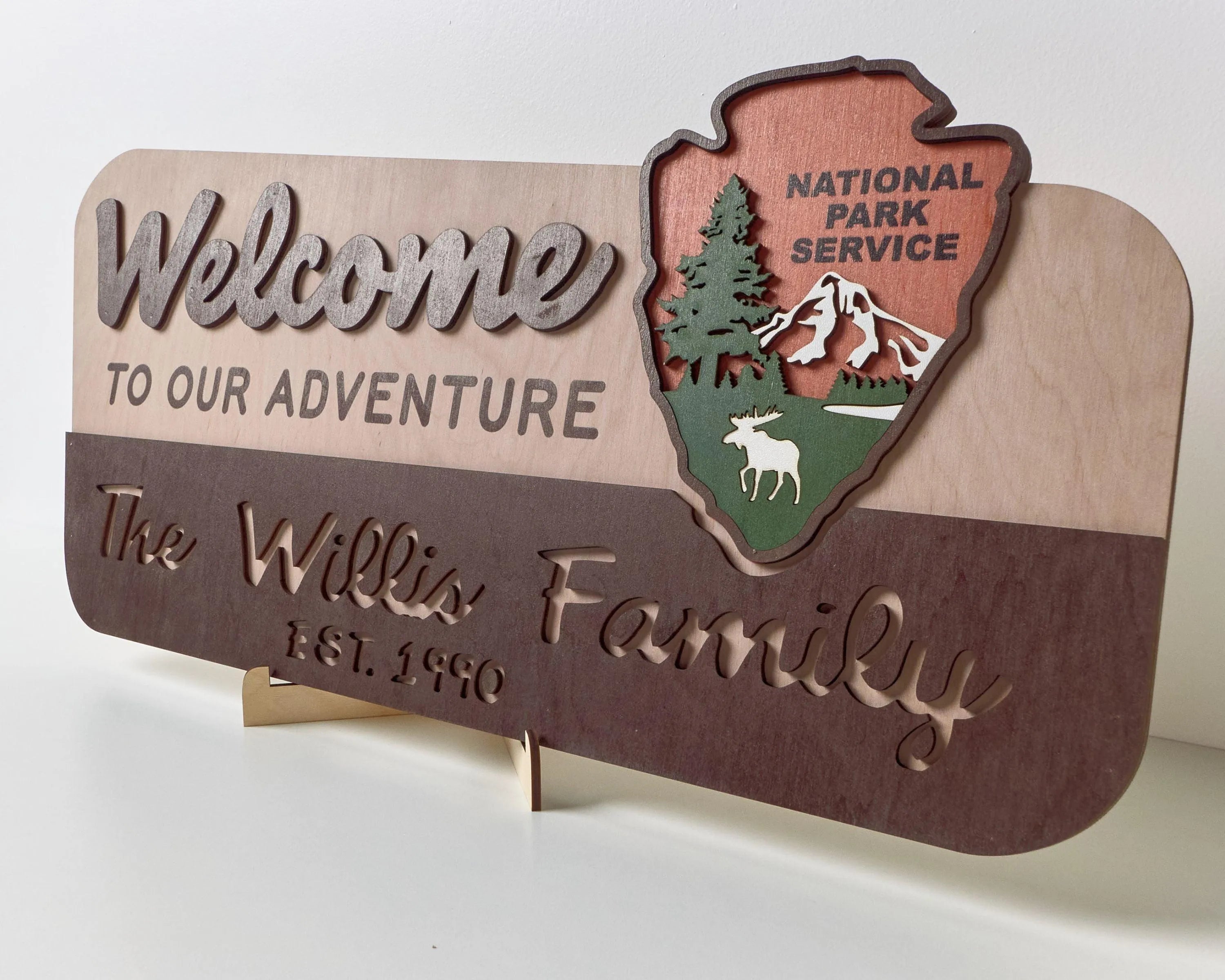 3D National Park Service Family Name Welcome Sign (Moose Design) - Lemap