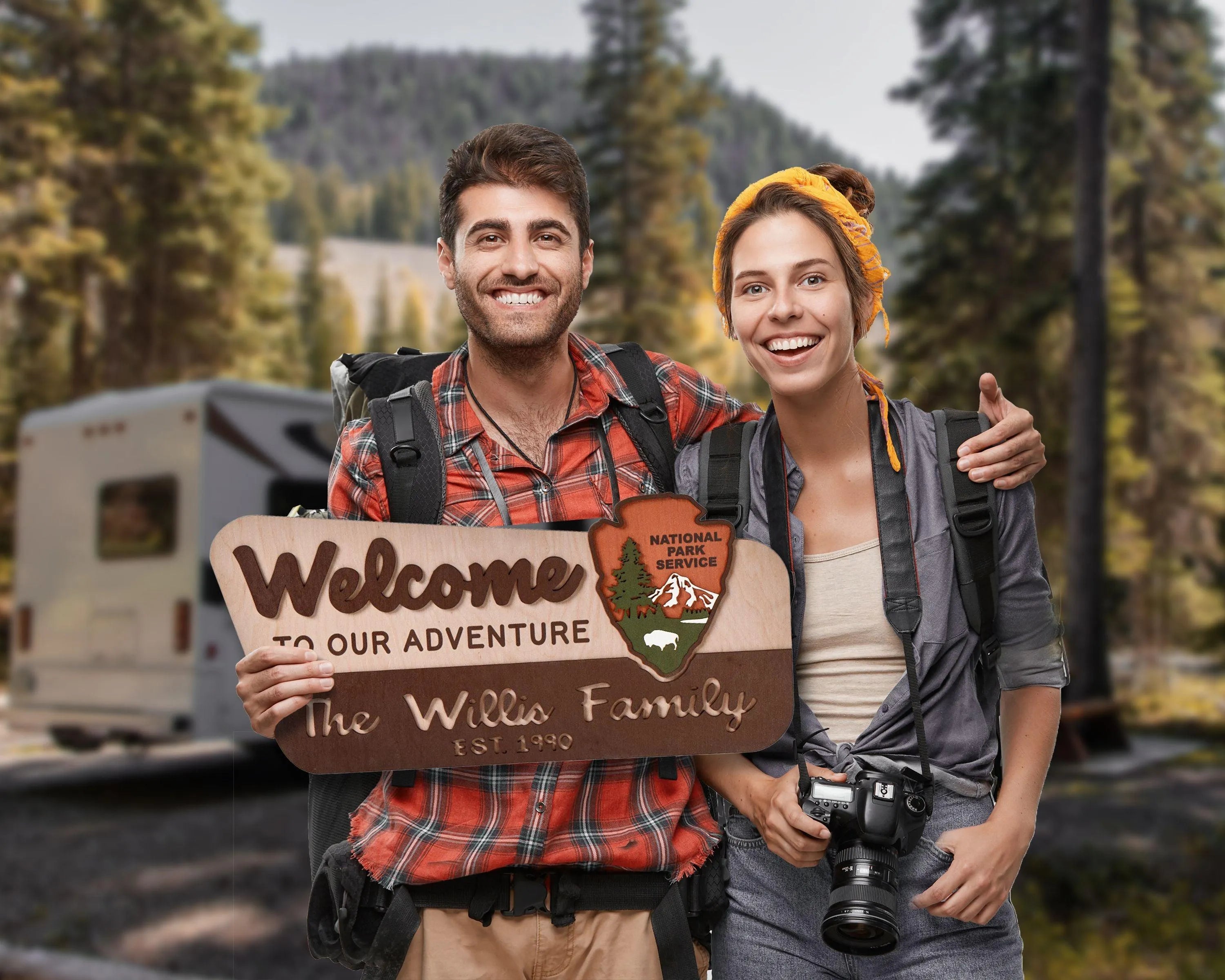 3D National Park Service Family Name Welcome Sign (Moose Design) - Lemap