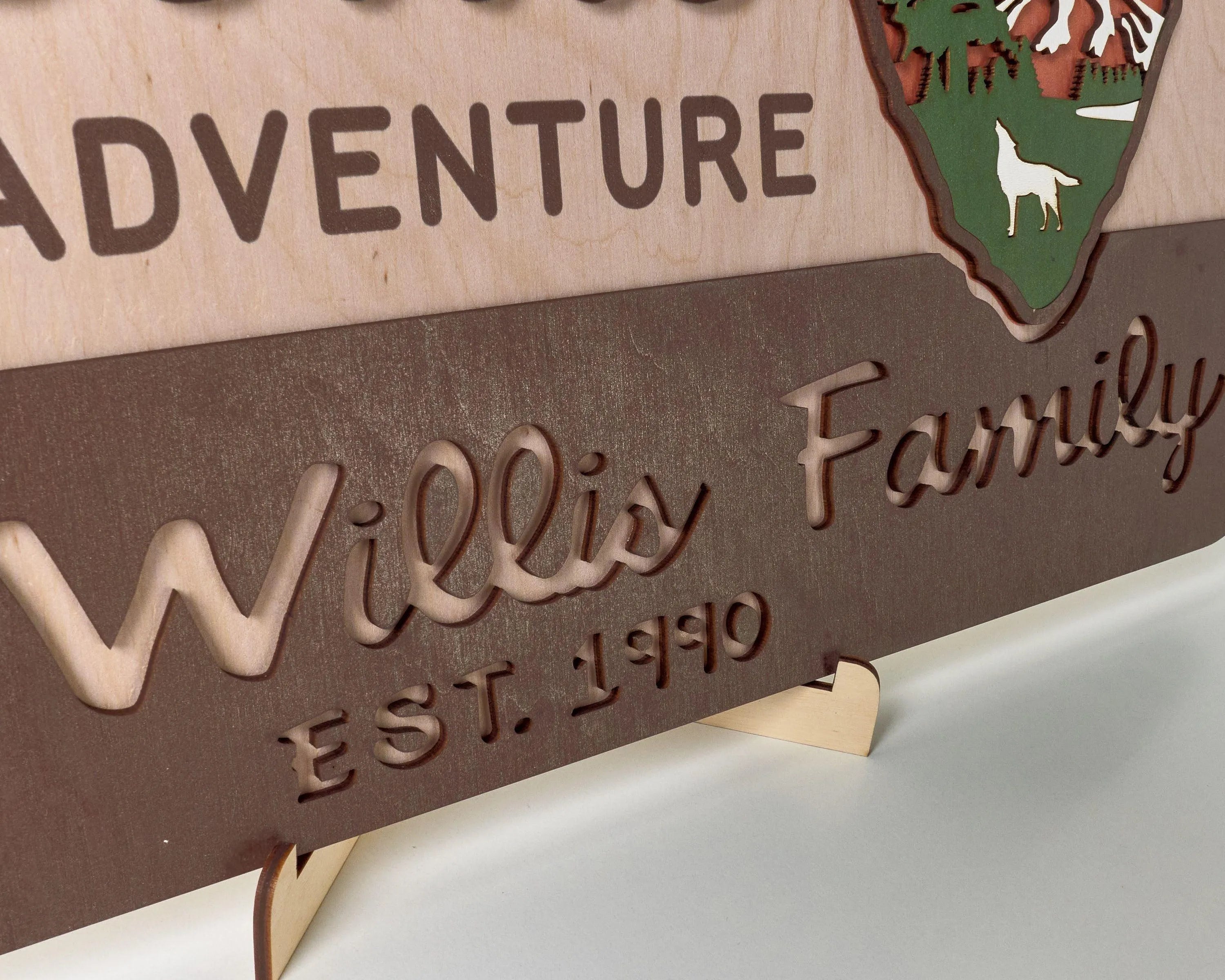 3D National Park Service Family Name Welcome Sign (Wolf Design) - Lemap