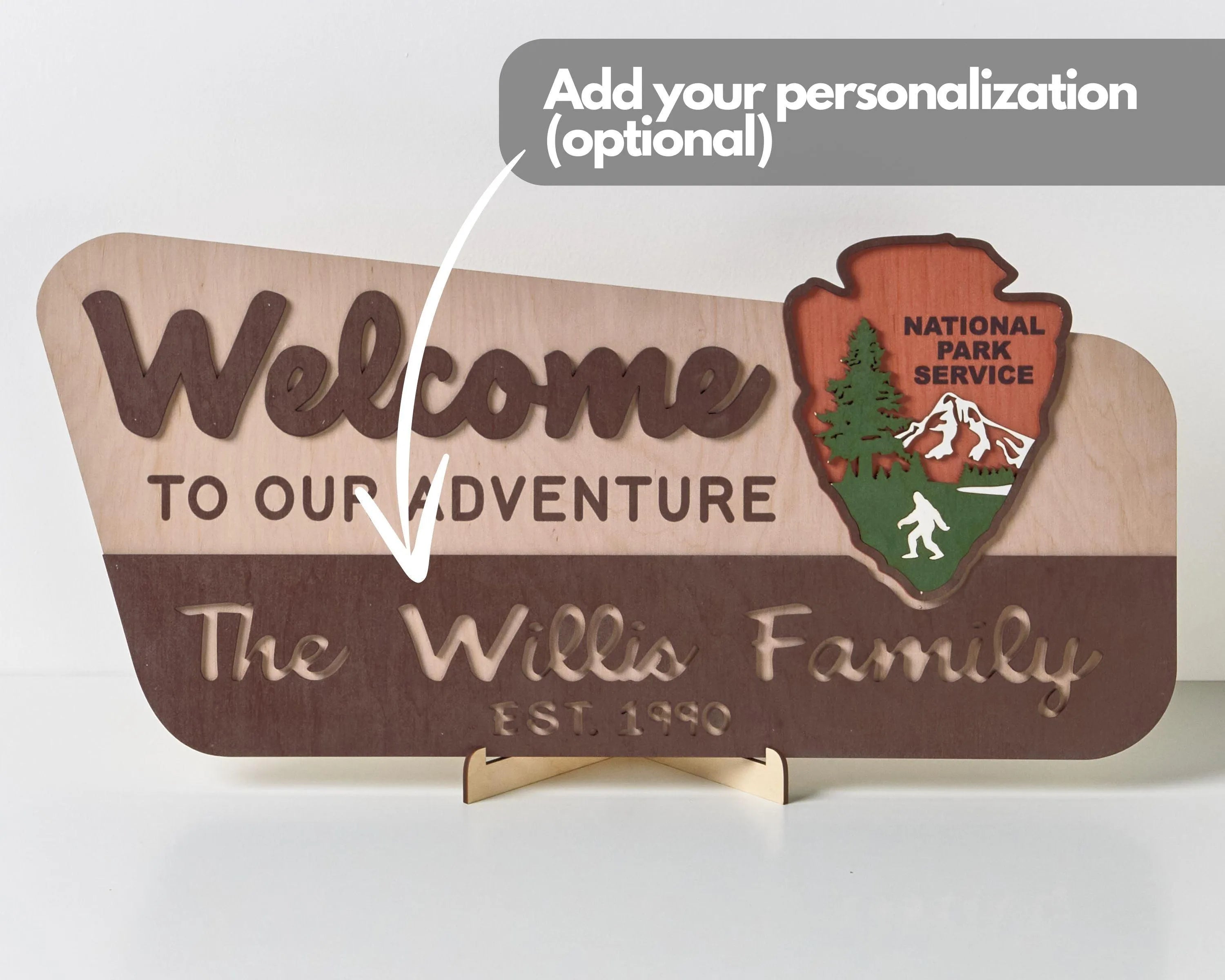 3D National Park Service Family Name Welcome Sign (Yeti Design) - Lemap