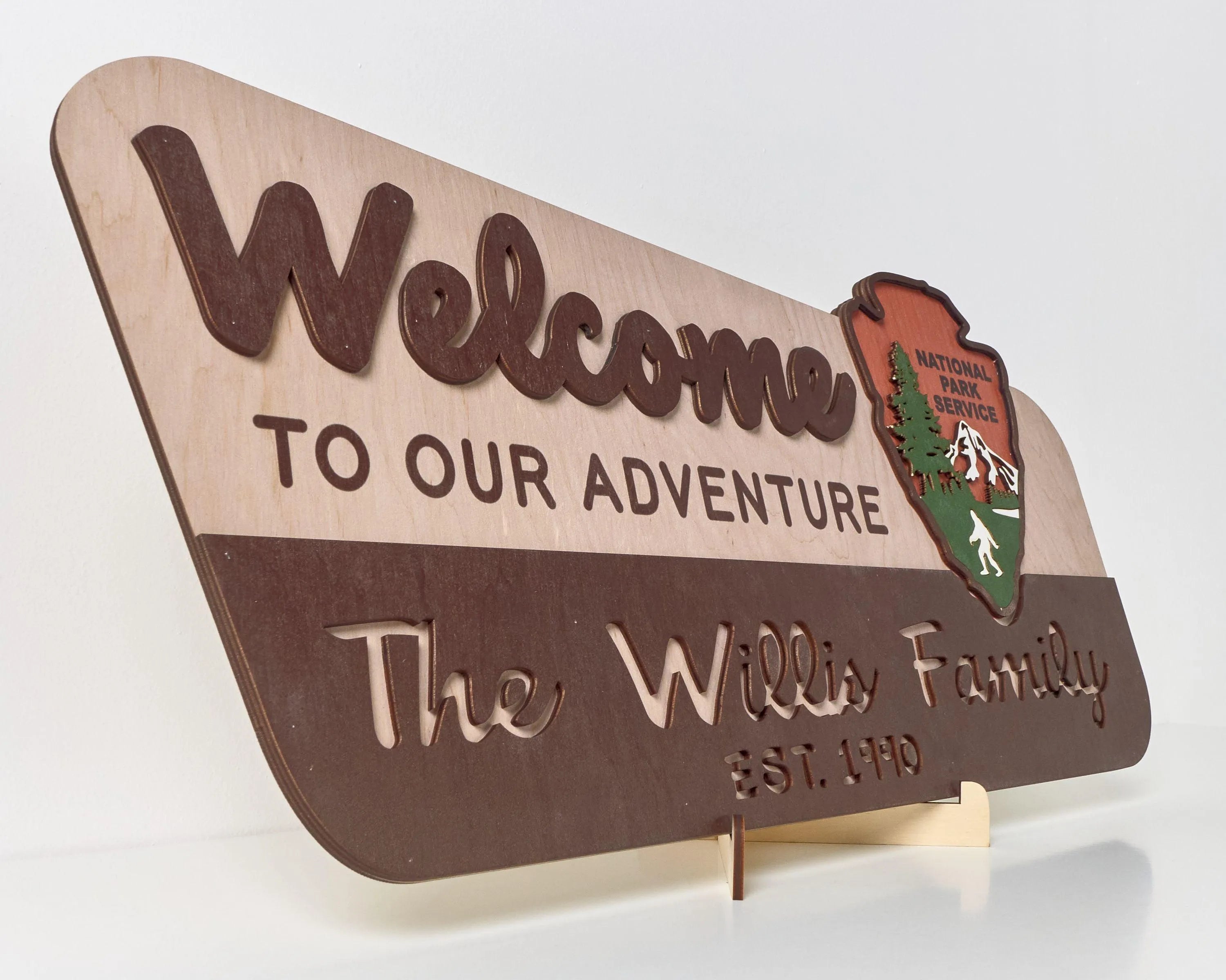 3D National Park Service Family Name Welcome Sign (Yeti Design) - Lemap