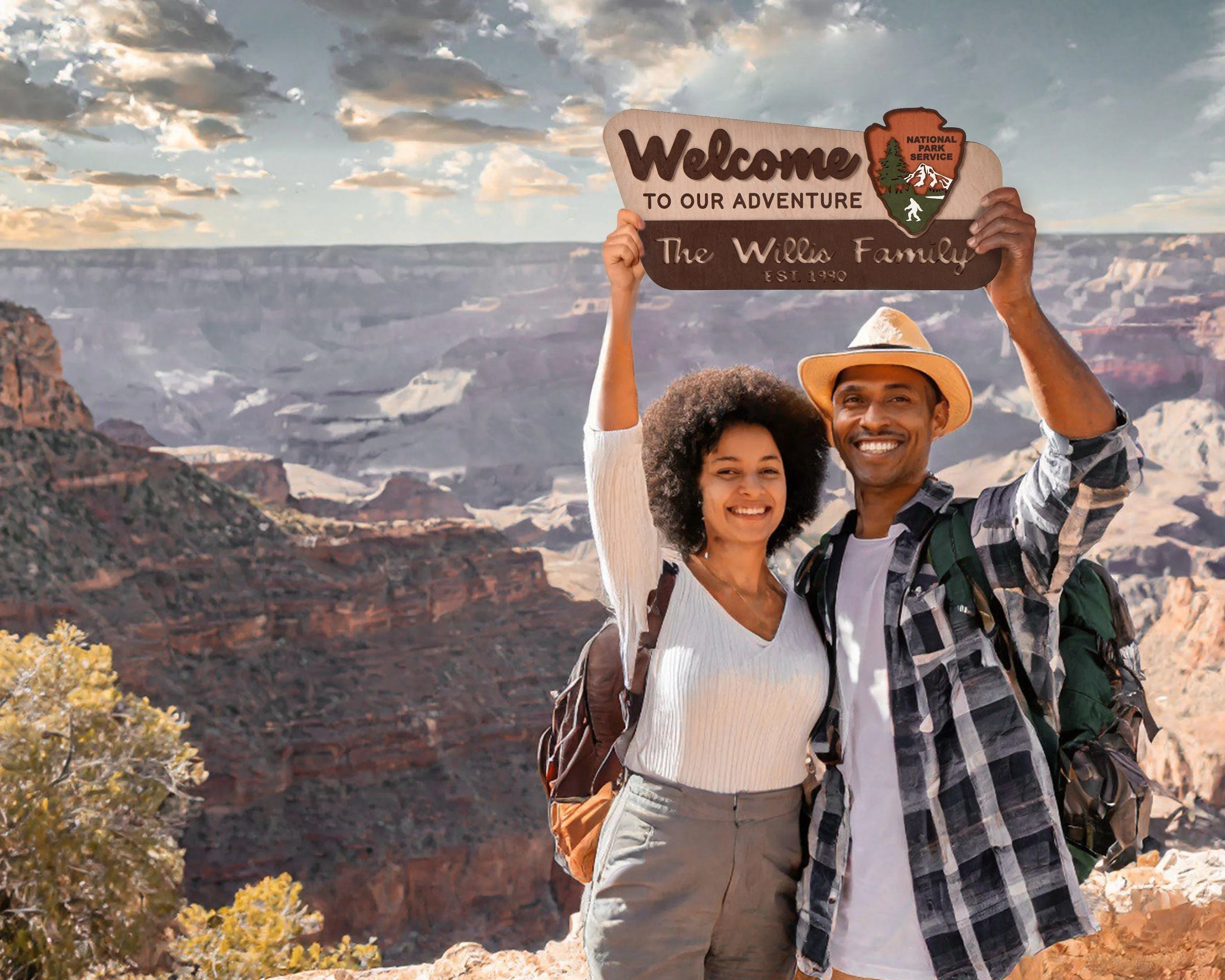 3D National Park Service Family Name Welcome Sign (Yeti Design) - Lemap