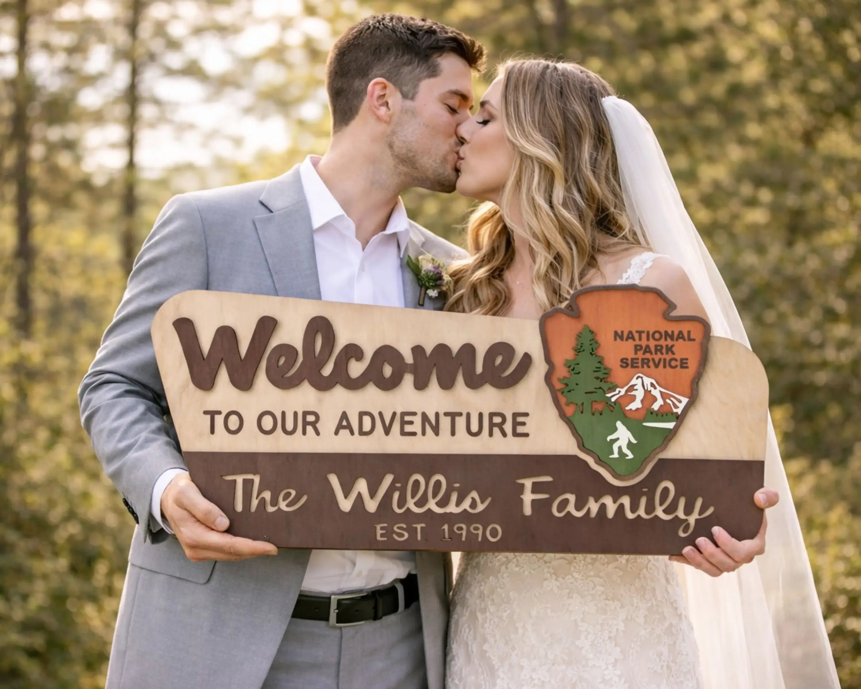 3D National Park Service Family Name Welcome Sign (Yeti Design)