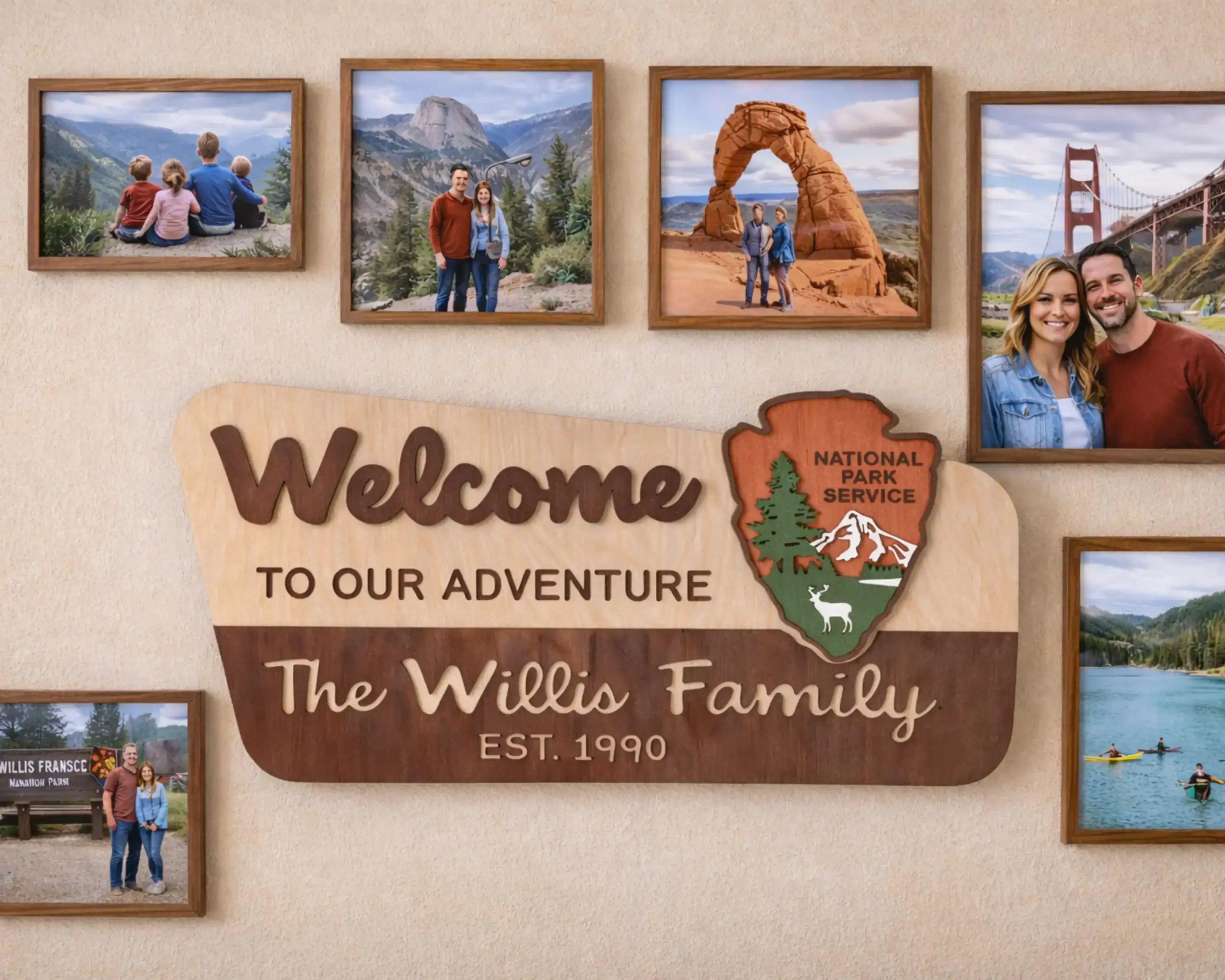 3D National Park Service Family Name Welcome Sign (Moose Design)