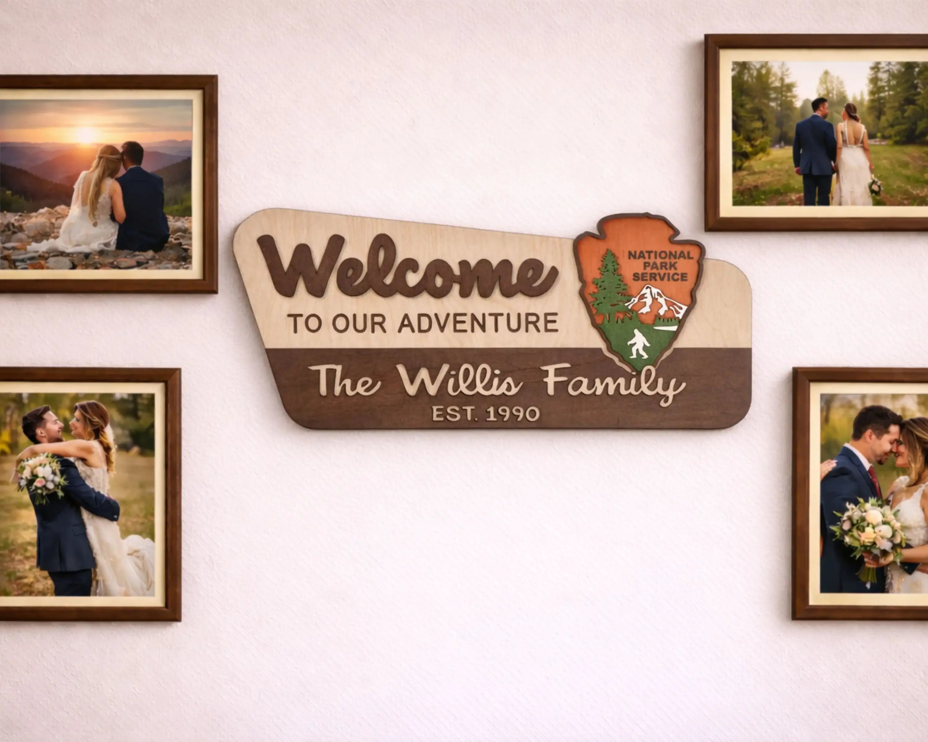 3D National Park Service Family Name Welcome Sign (Yeti Design)