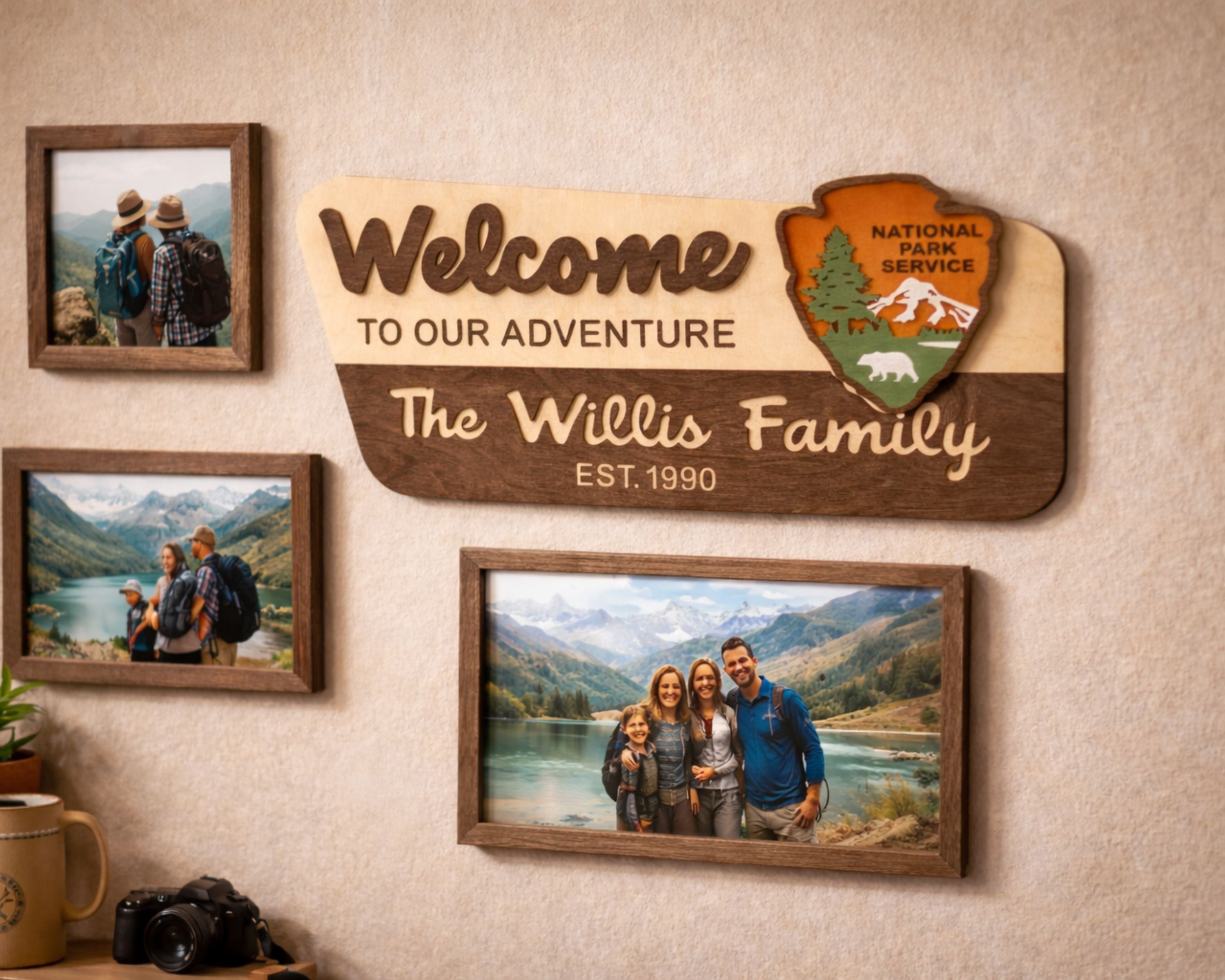 3D National Park Service Family Name Welcome Sign (Bear Design)