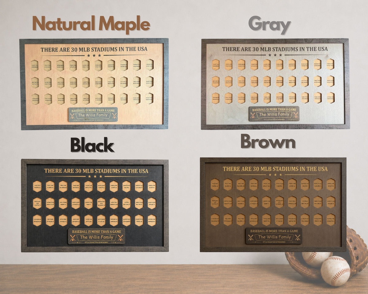 USA Baseball Stadium Tracker – Handcrafted Wooden Board to Track All MLB Ballparks