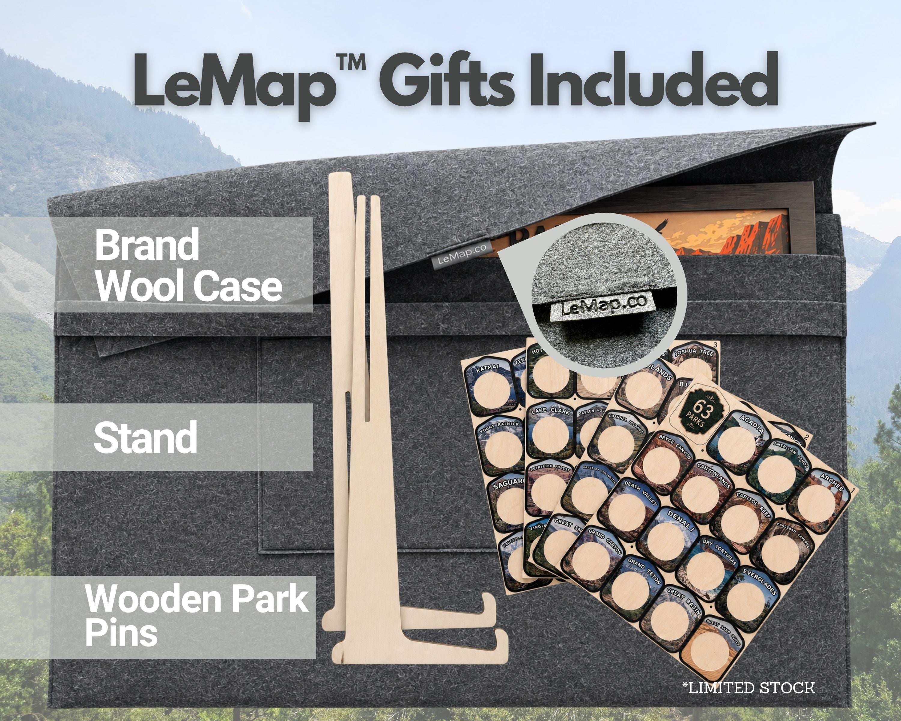 USA National Park Stamp Tracker – Wooden Passport Stamp Display for All 63 US National Parks