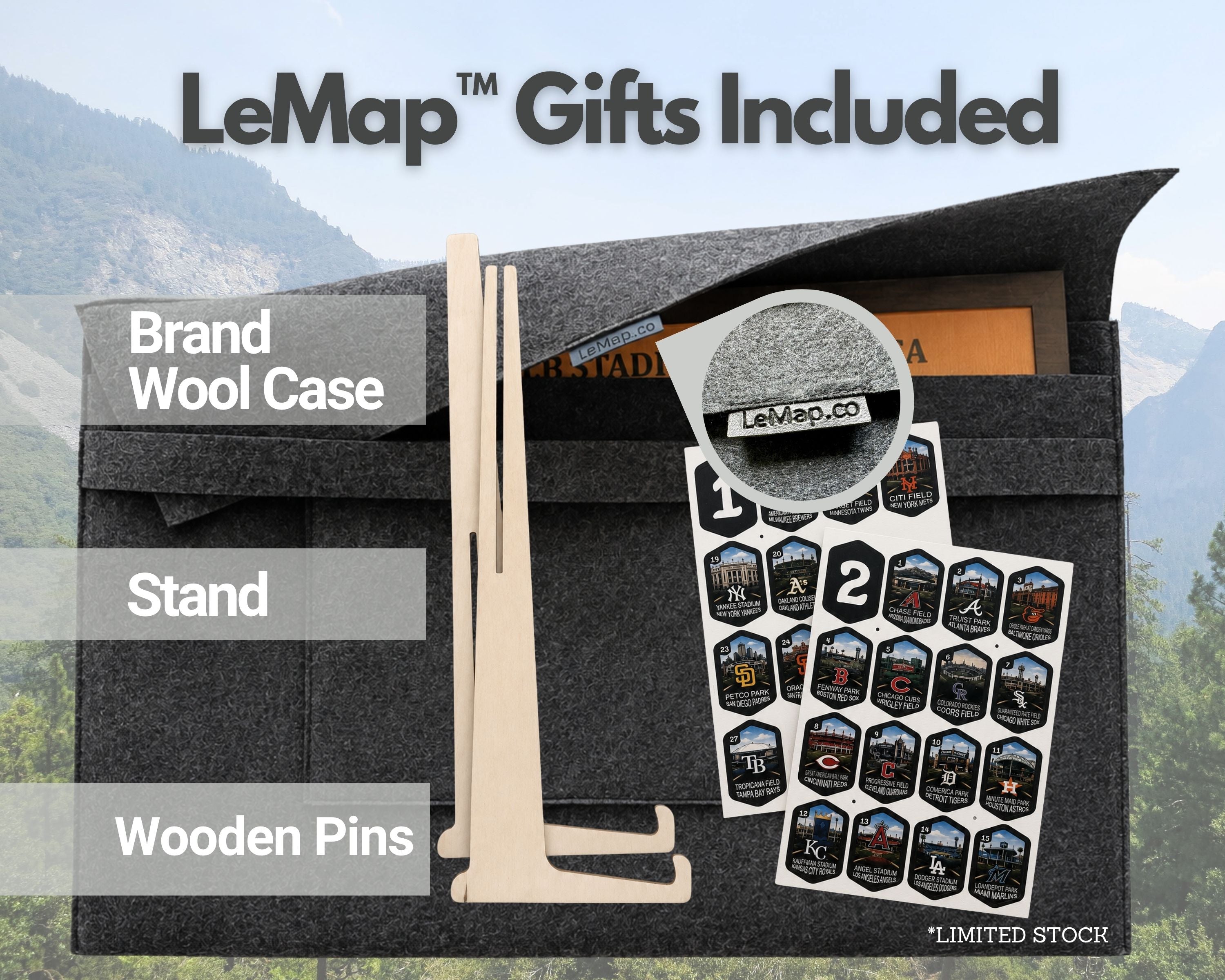 USA Baseball Stadium Tracker – Handcrafted Wooden Board to Track All MLB Ballparks