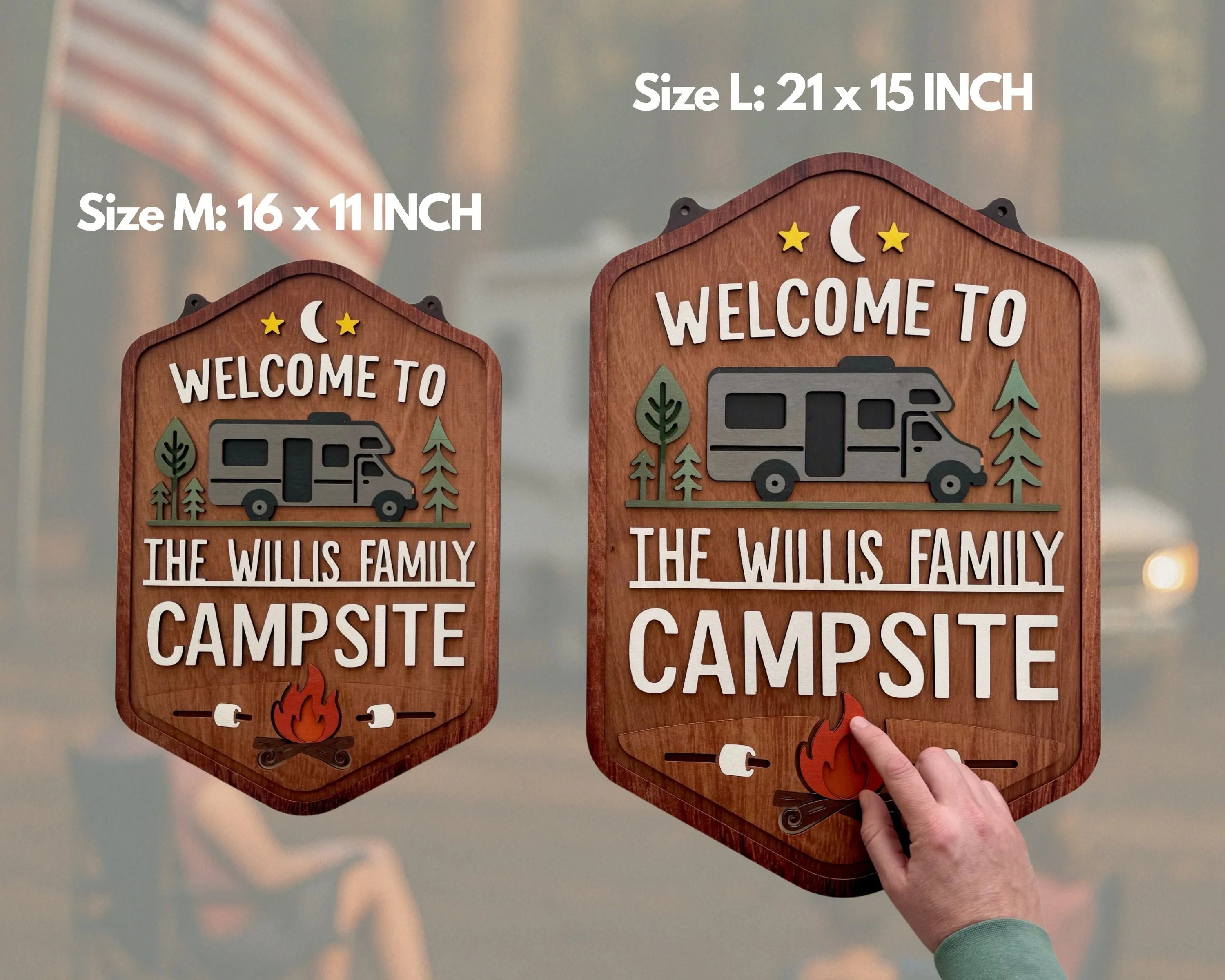 Personalized Camping Signs Wood - Welcome To Our Campsite Sign | Family Name Camper Decoration