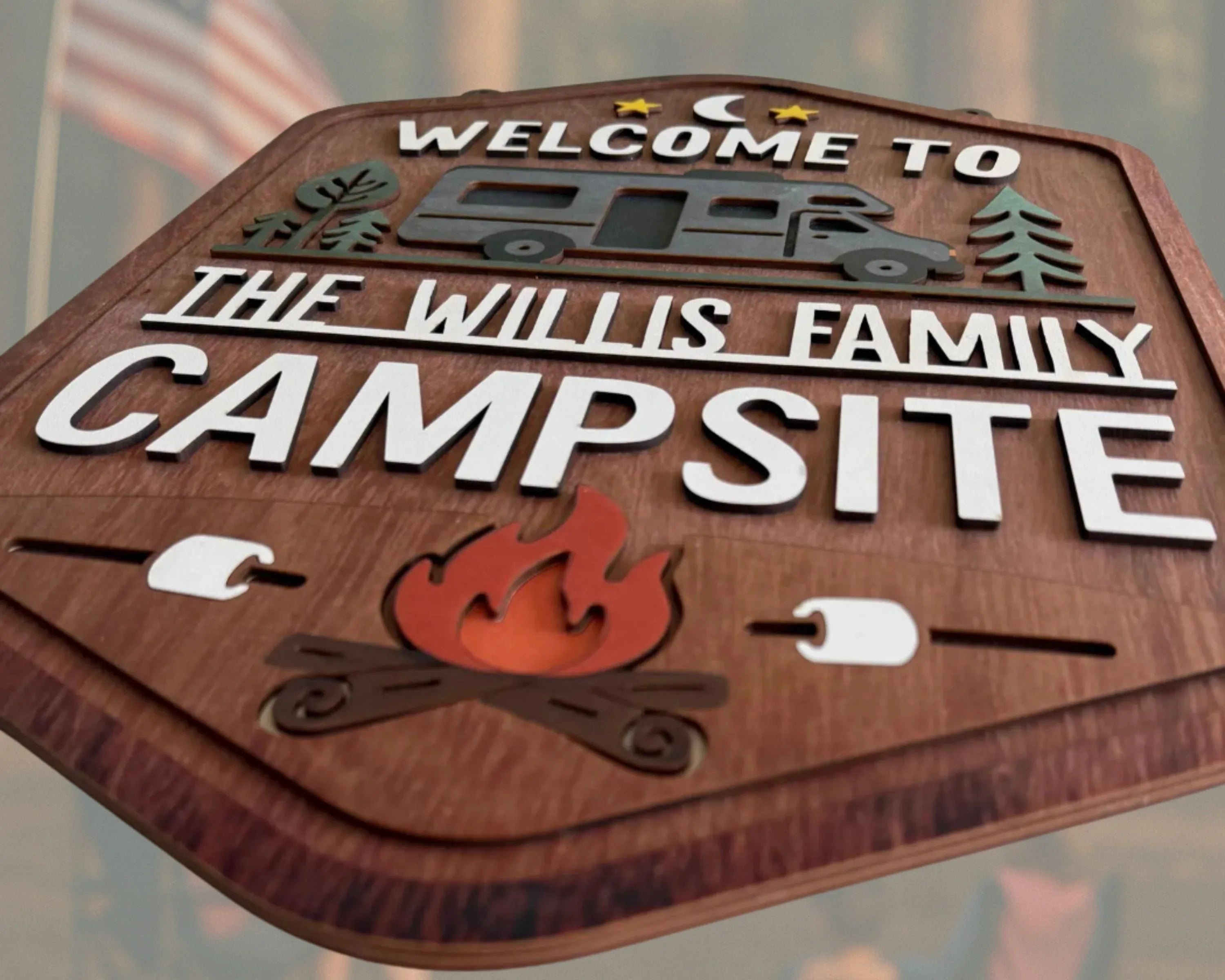 Personalized Camping Signs Wood - Welcome To Our Campsite Sign | Family Name Camper Decoration