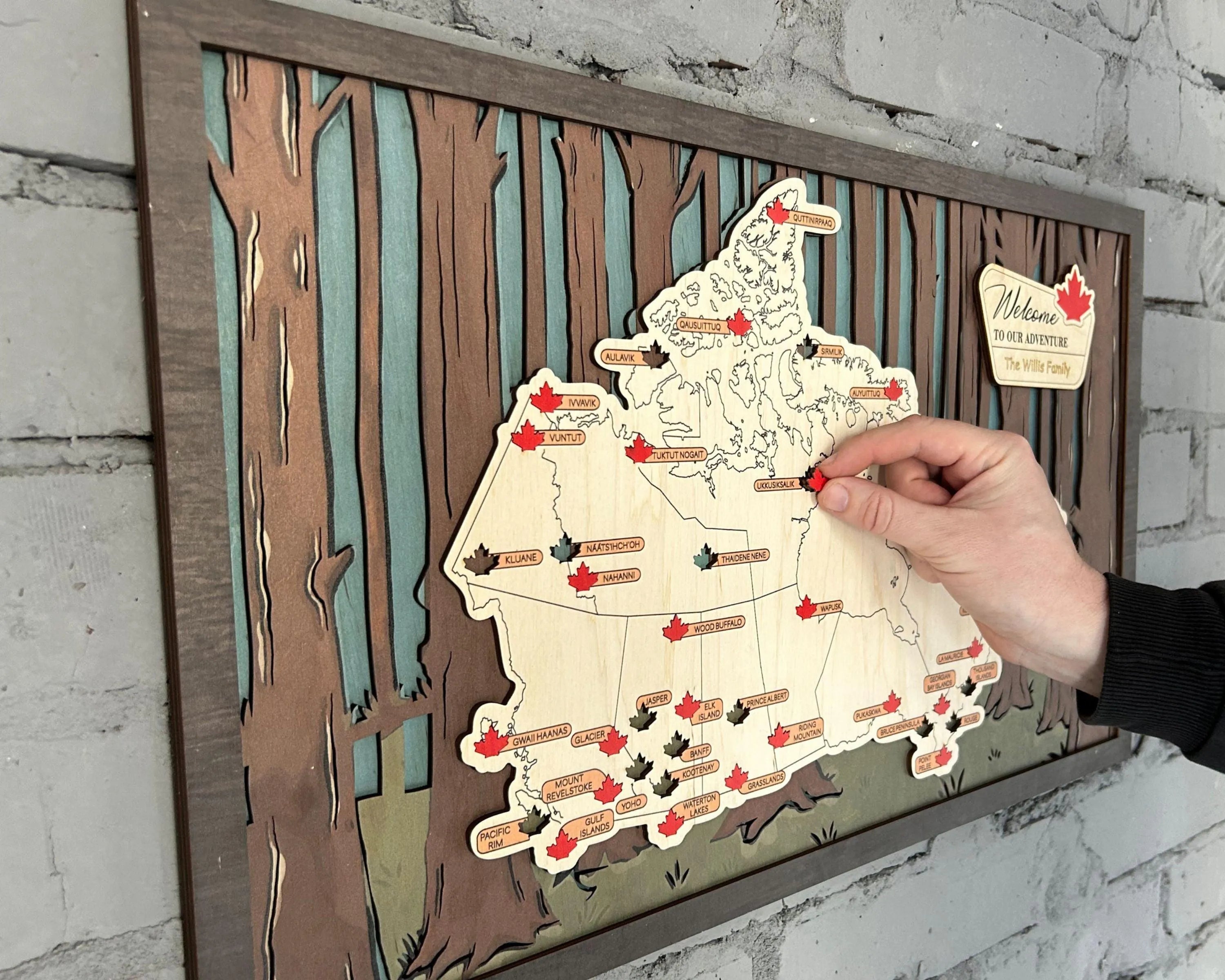 Canada 3D Wooden National Parks Travel Map To Record Park Visits (2 Design) - Lemap