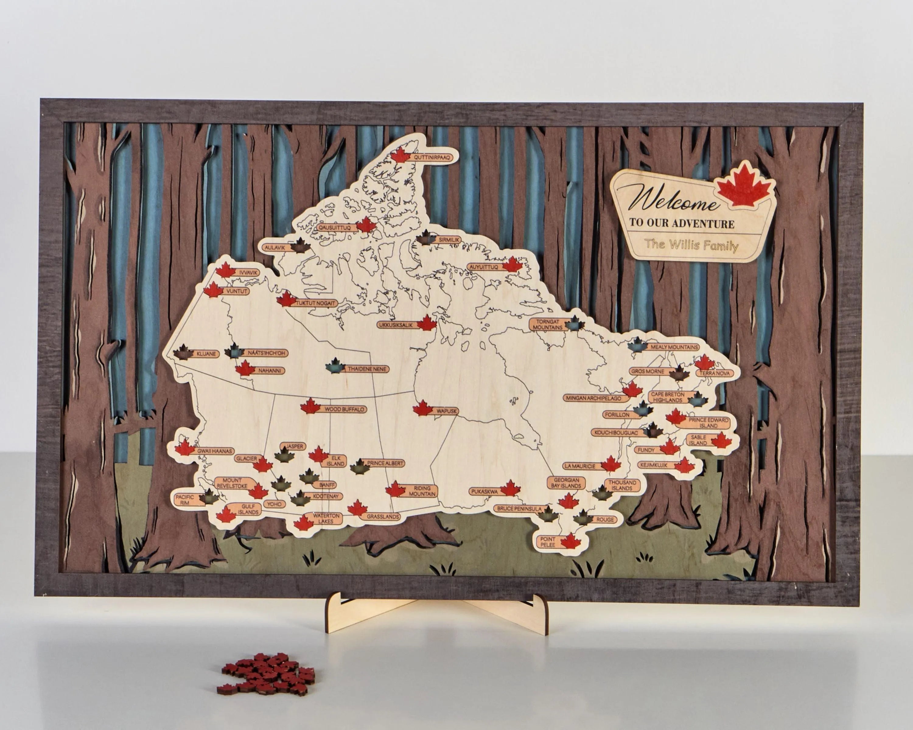 Canada 3D Wooden National Parks Travel Map To Record Park Visits (2 Design) - Lemap