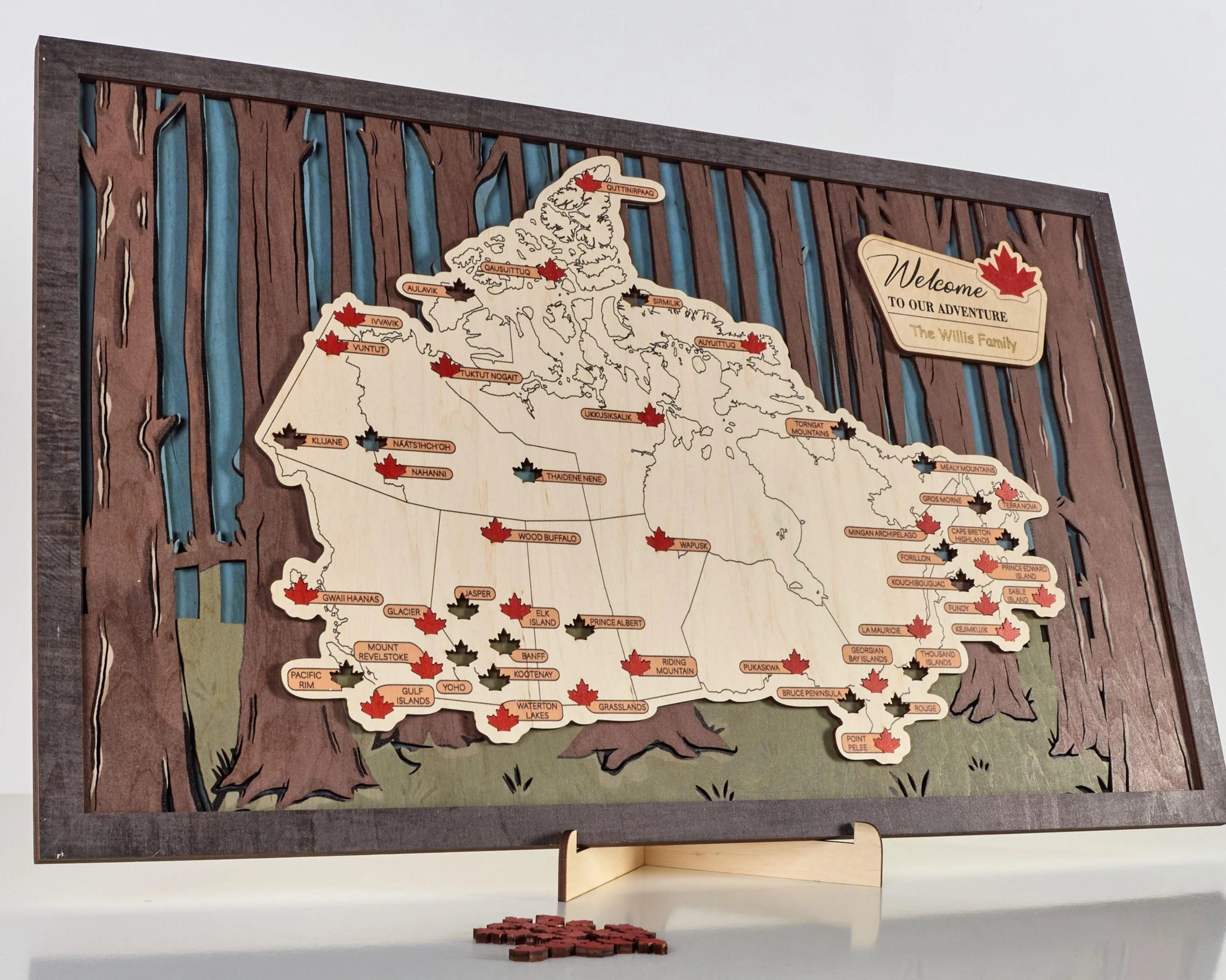 Canada 3D Wooden National Parks Travel Map To Record Park Visits (2 Design) - Lemap