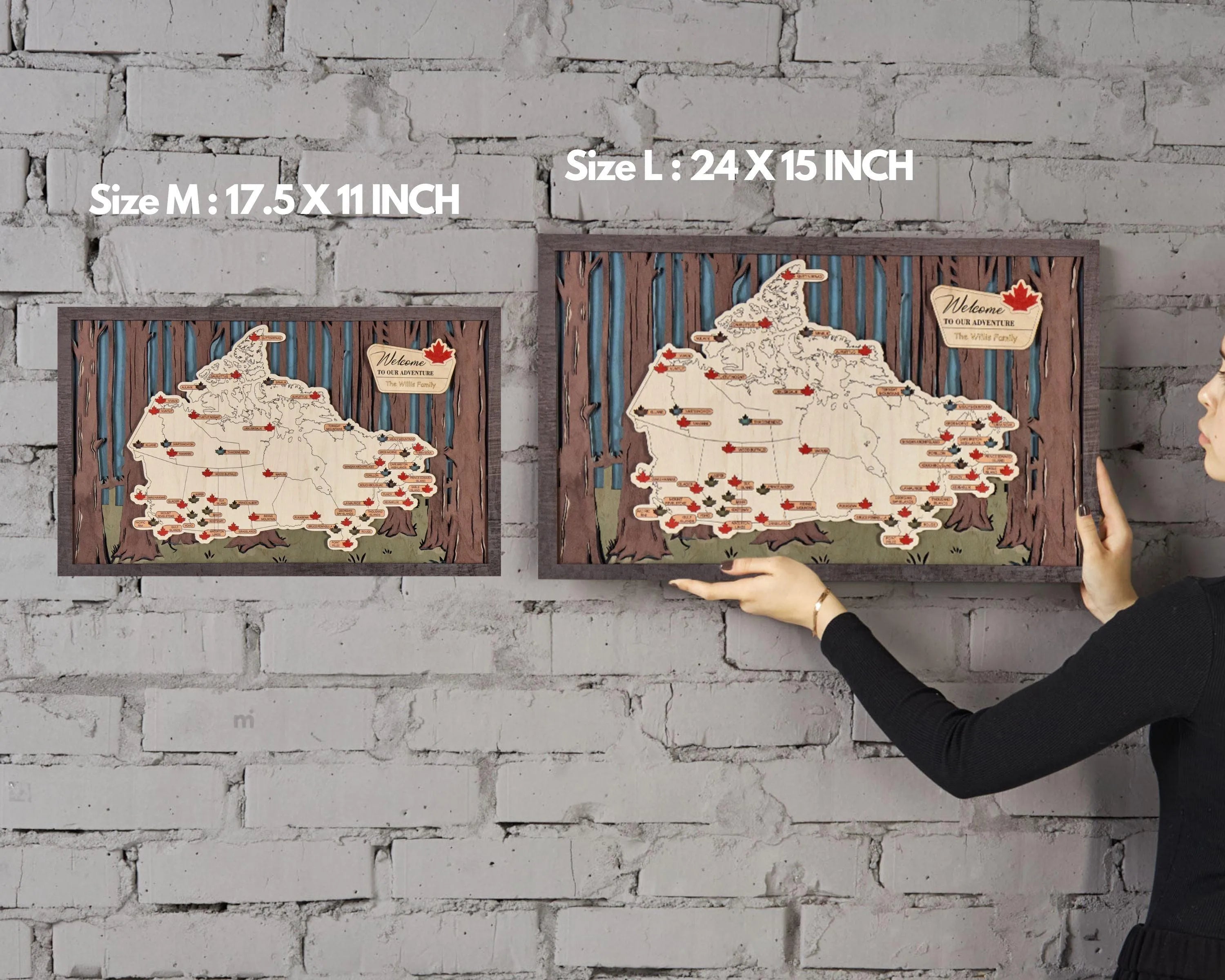 Canada 3D Wooden National Parks Travel Map To Record Park Visits (2 Design) - Lemap