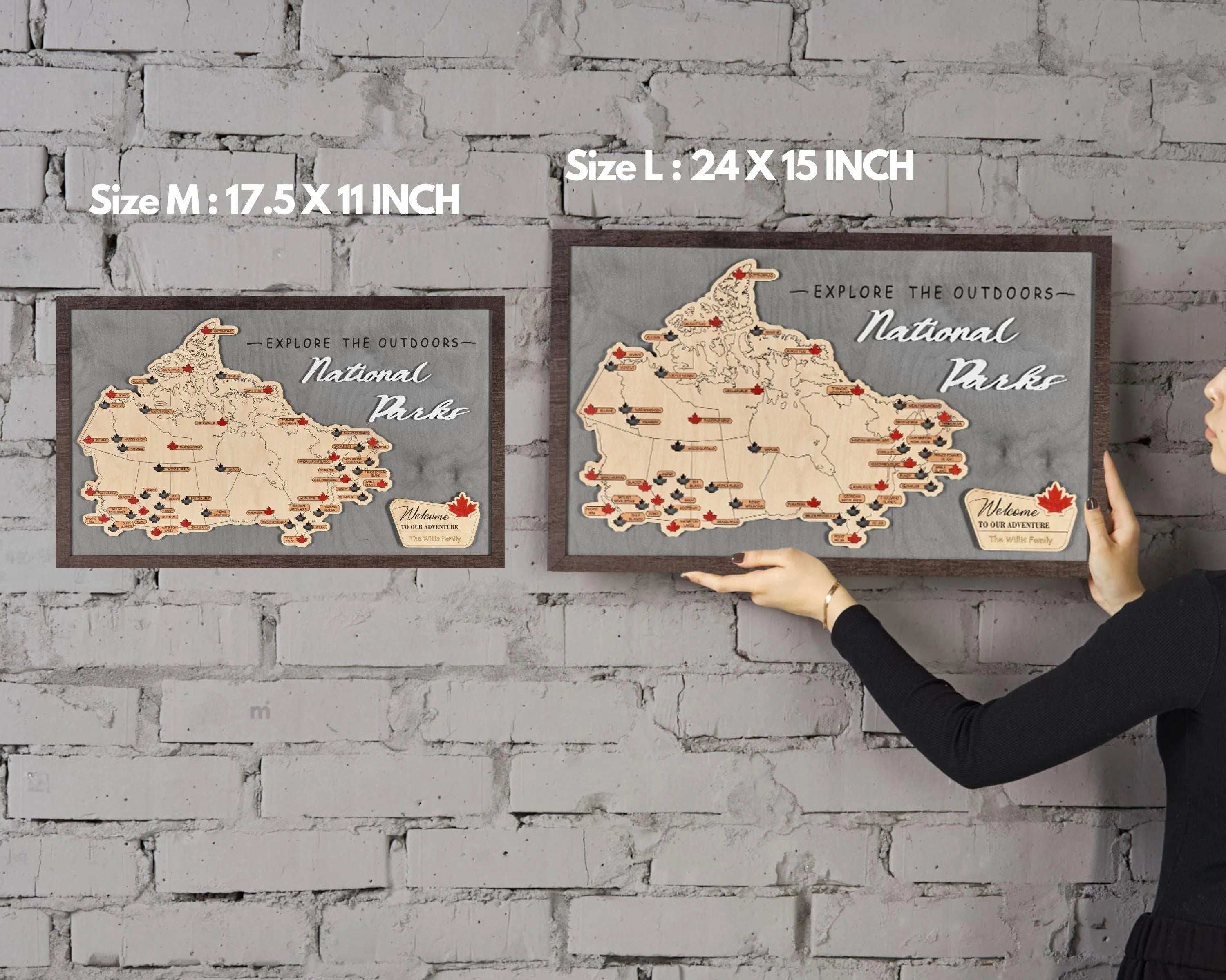 Canada 3D Wooden National Parks Travel Map To Record Park Visits (Light Grey) - Lemap