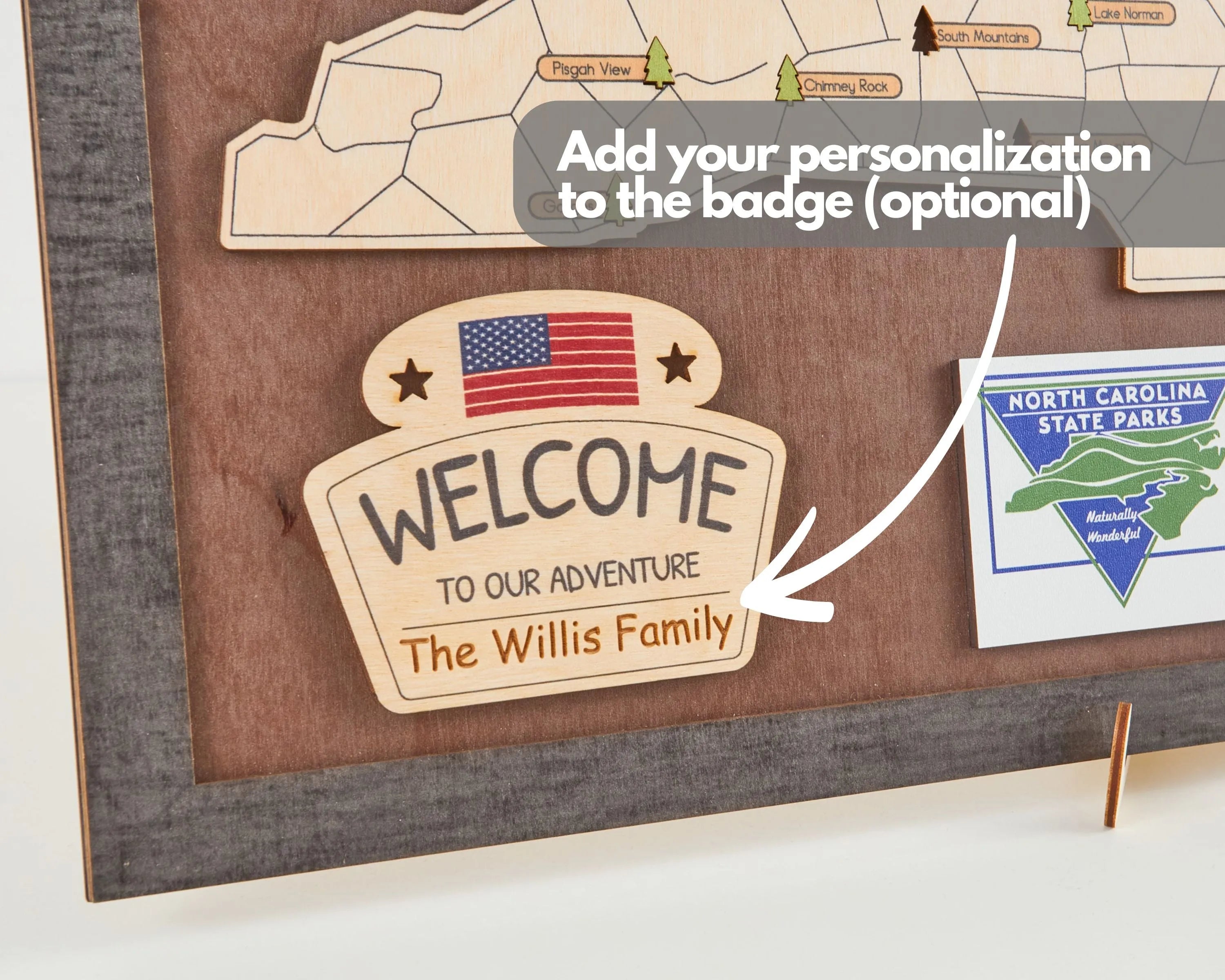 US Wooden North Carolina State Parks Map With Trees To Record Park Visits (Coffee)