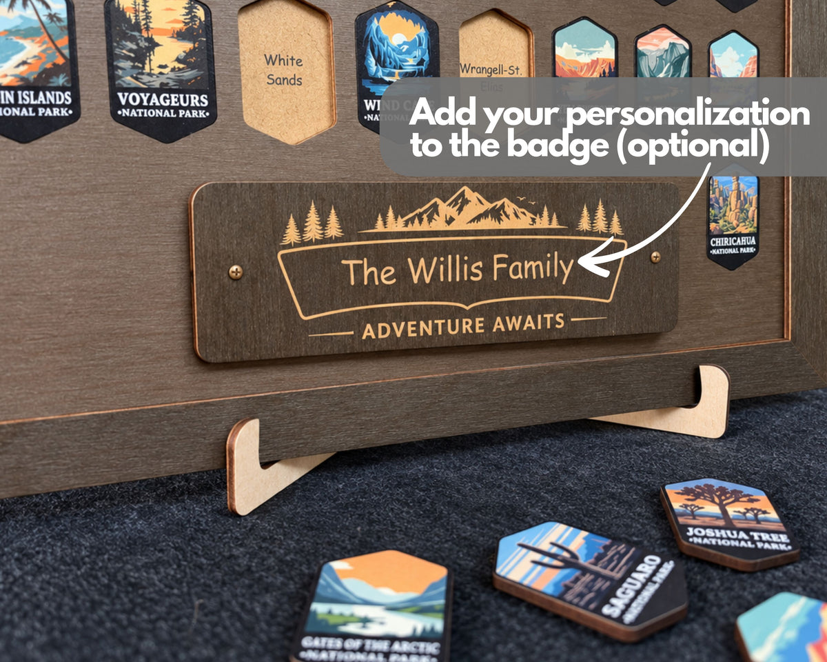 USA National Parks Tracker - A Handcrafted Wooden Travel Board to Track All 64 National Parks