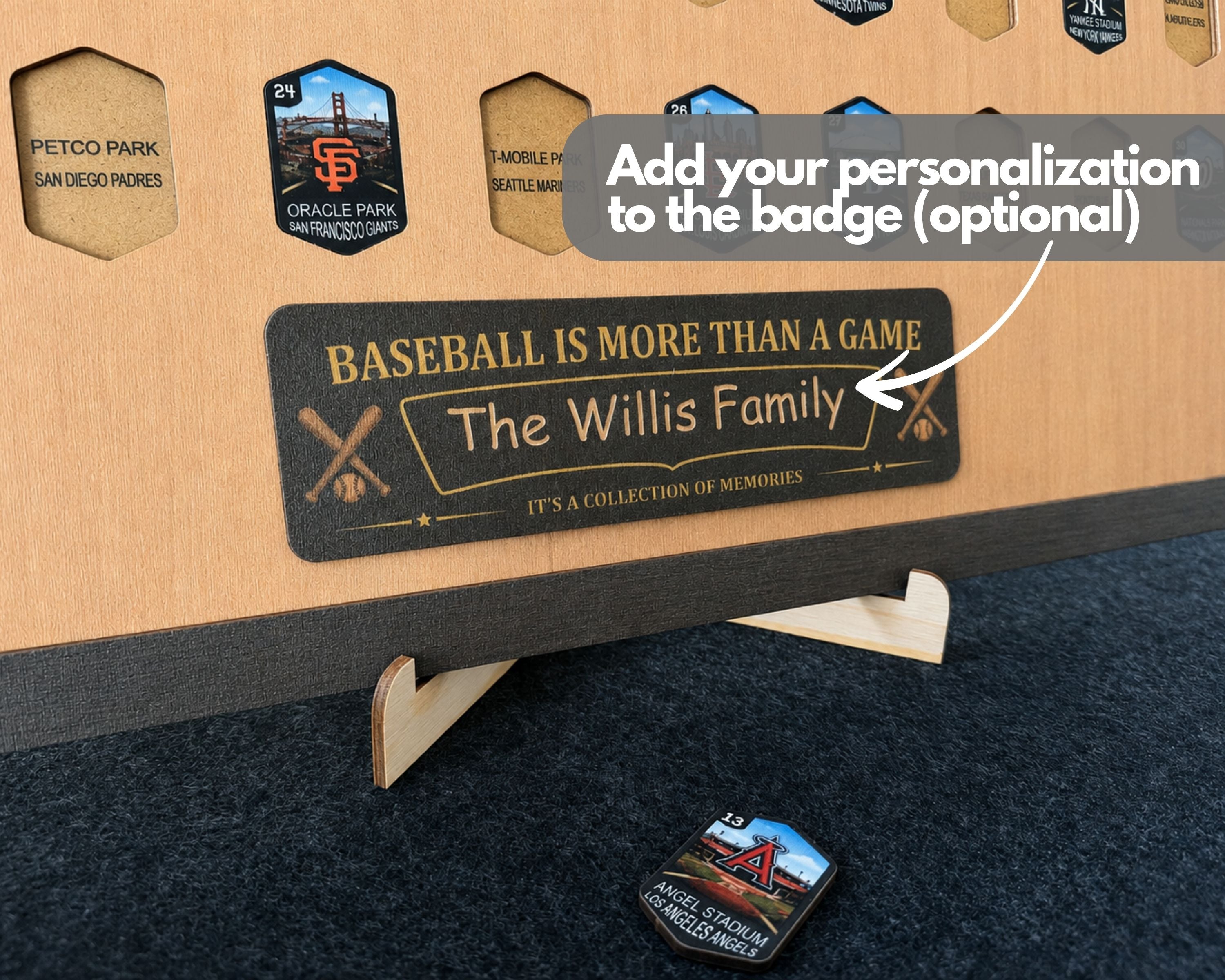 USA Baseball Stadium Tracker – Handcrafted Wooden Board to Track All MLB Ballparks